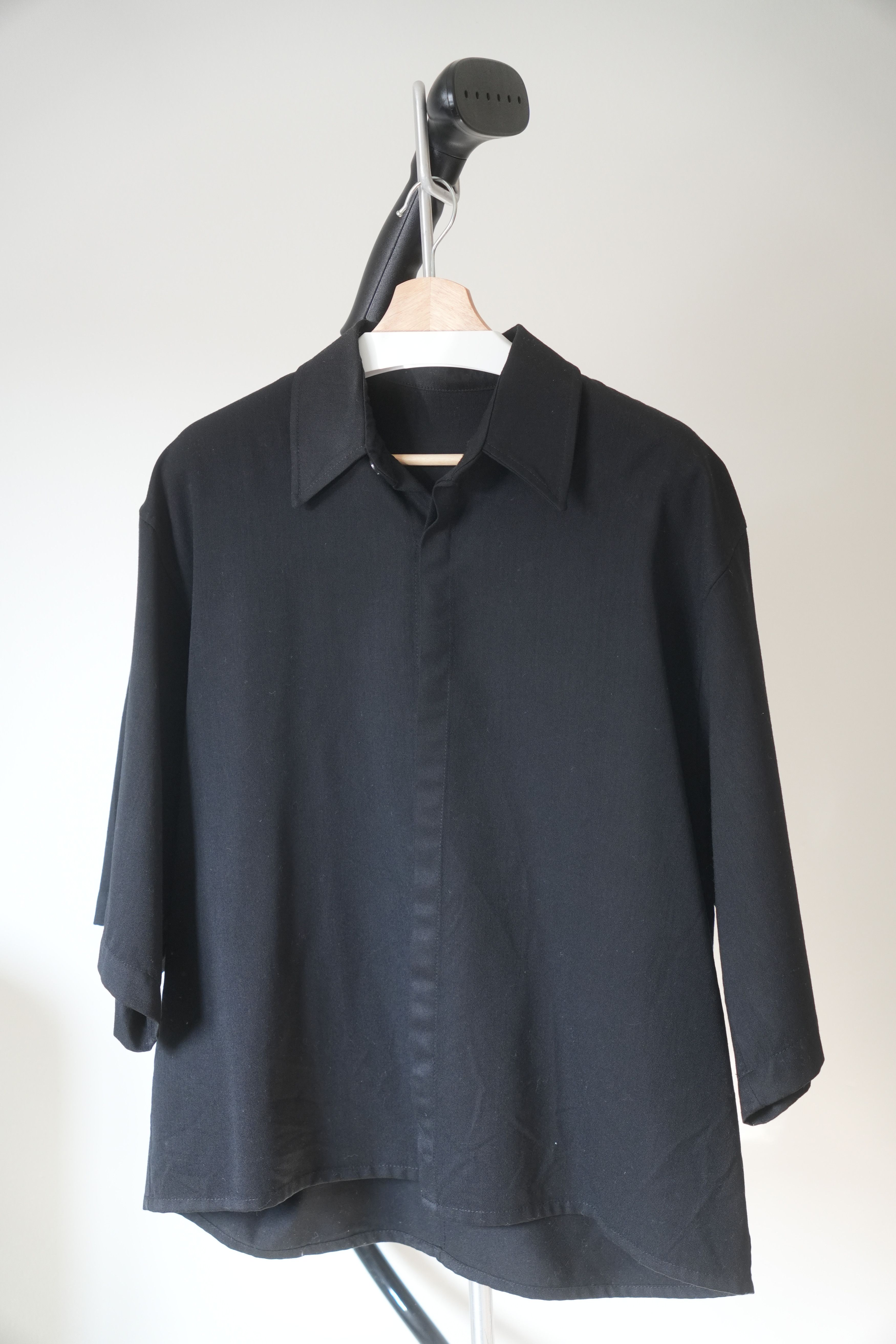 Florence Black Black Wool Boxy Short Sleeve Shirt V2 Size US L / EU 52-54 / 3 - 4 Thumbnail