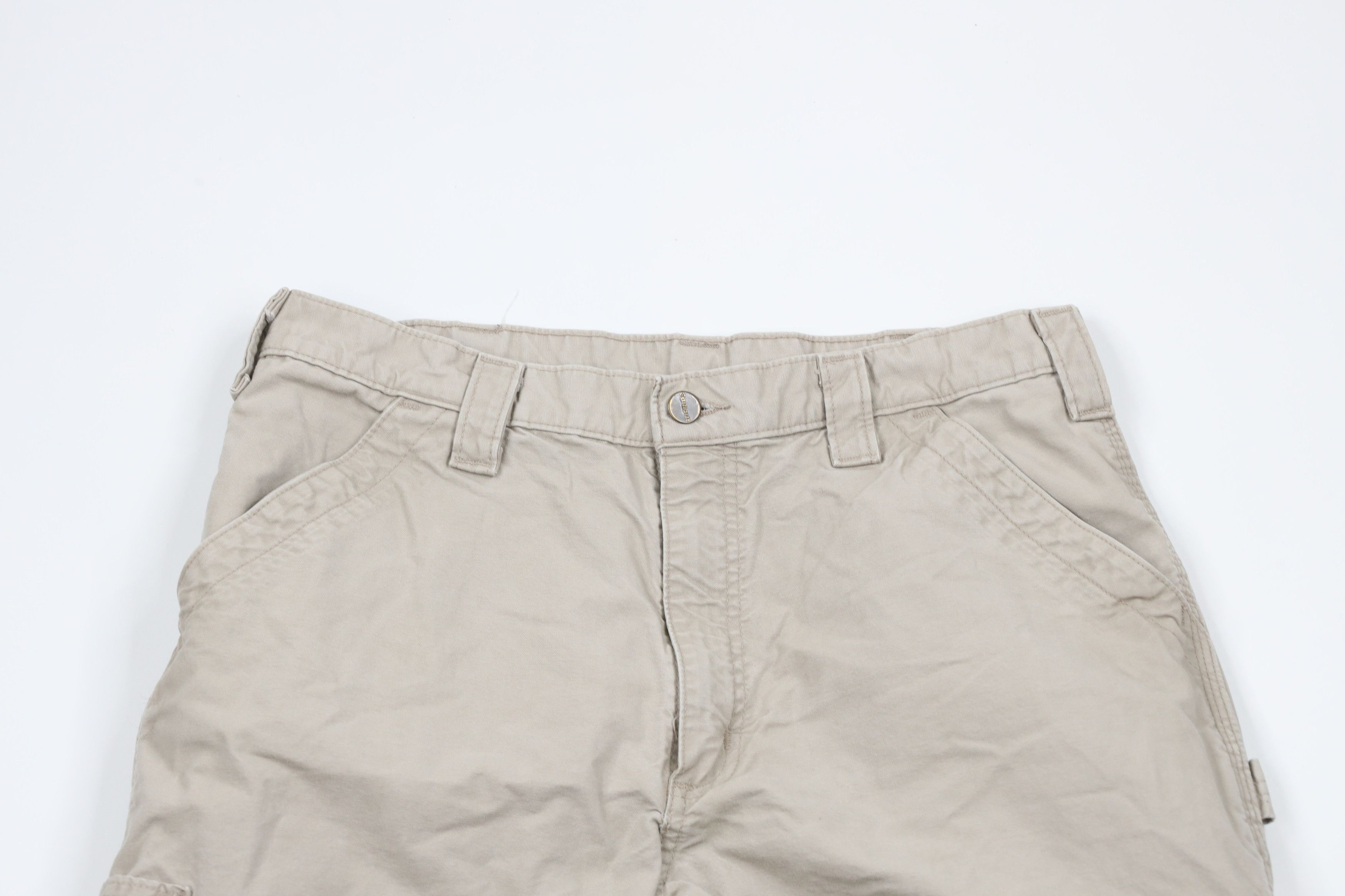 Carhartt × Vintage Vintage Carhartt Spell Out Wide Leg Dungaree Pants Tan Size US 34 / EU 50 - 2 Thumbnail