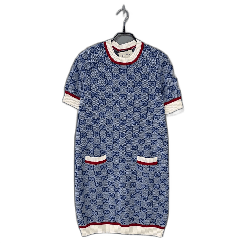 Gucci Blue Knitted Dress with Pattern by GUCCI Size XS / US 0-2 / IT 36-38 - 1 Thumbnail