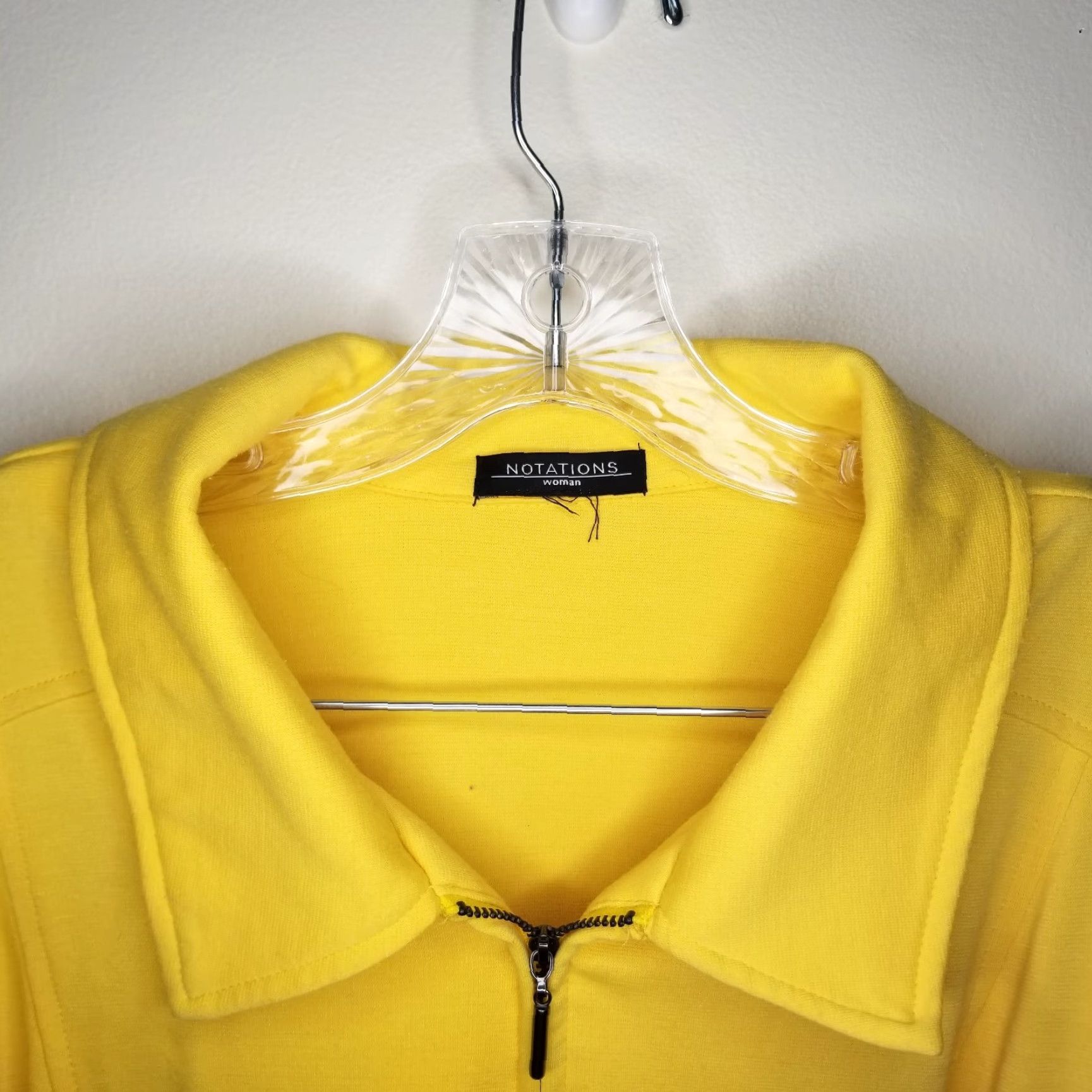 Vintage Notations Womens Full Zip Jacket Collared Shoulder Pads Yellow 1X W:27 L:26.5 Shirt? Size XL / US 12-14 / IT 48-50 - 4 Thumbnail