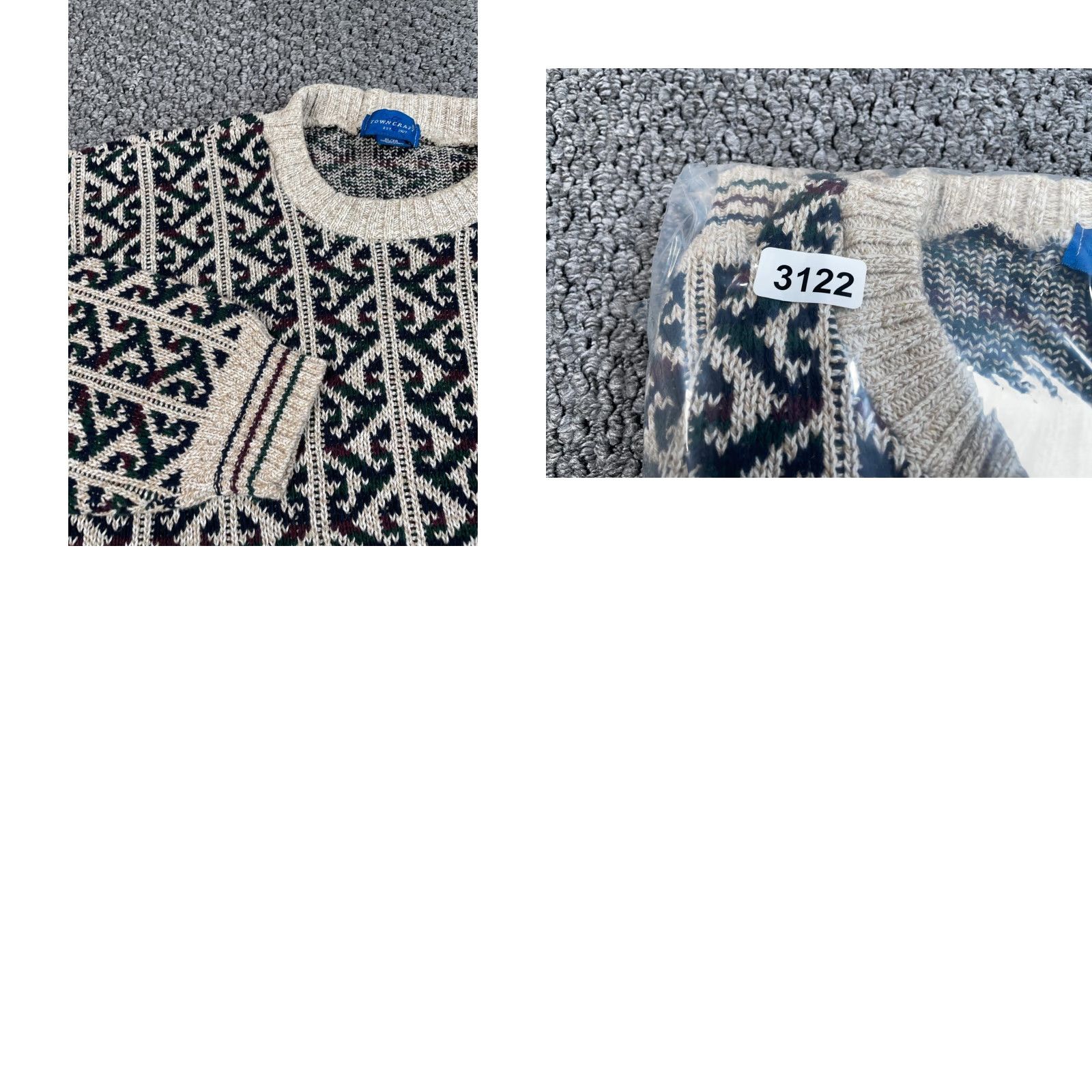 Vintage VINTAGE Towncraft Sweater Geometric Pattern Heavyweight Knit Adult XL Beige Mens Size US XL / EU 56 / 4 - 9 Thumbnail