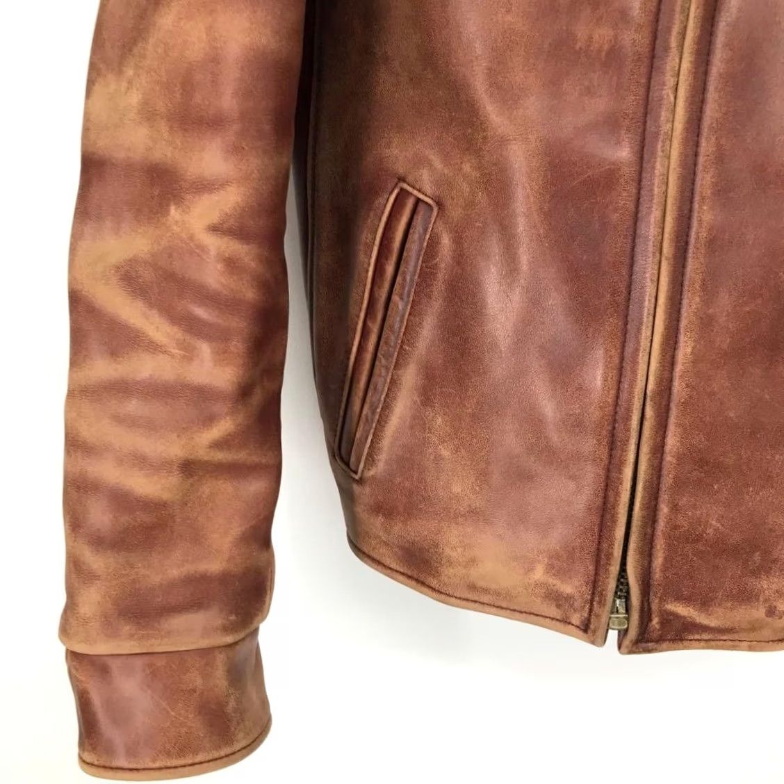 Vintage VINTAGE REAL McCOY’S B McCOY’S Steerhide Leather Jacket Shirt 36 Mens Brown 90s Size US XXS / EU 40 - 4 Thumbnail