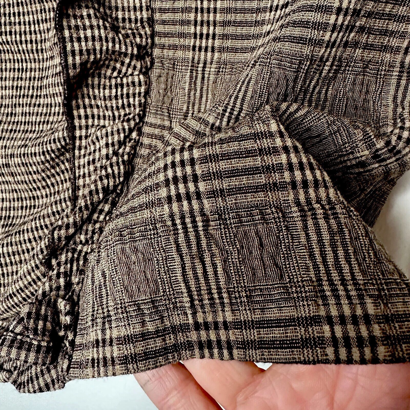 Mango Mango Brown Plaid Mix Side Ruffle ALine Back Zip Skirt Med Size 30" / US 8 / IT 44 - 5 Thumbnail