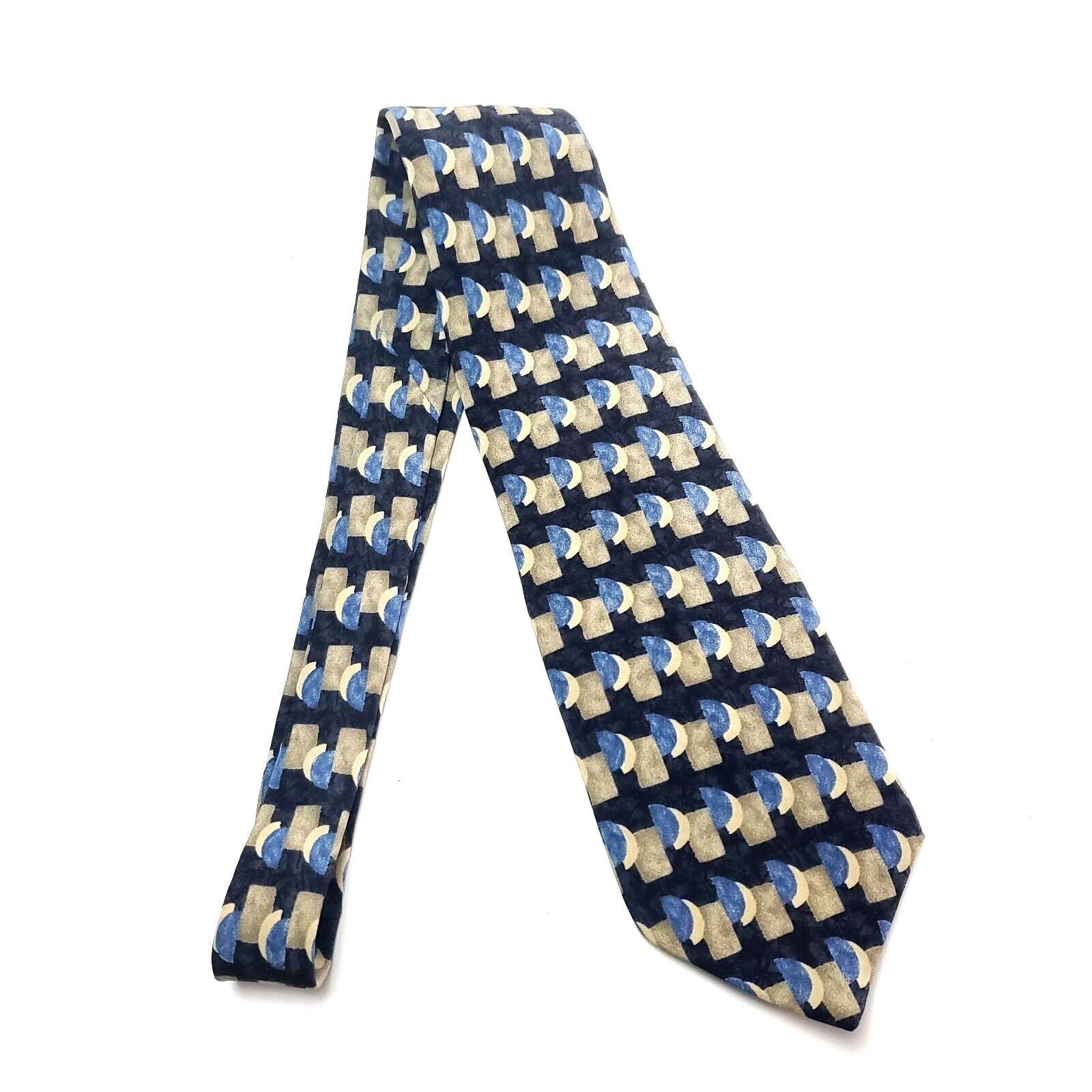 Henry Grethel Henry Grethel Silk Tie Print Blue Tan Wide Size ONE SIZE - 6 Thumbnail