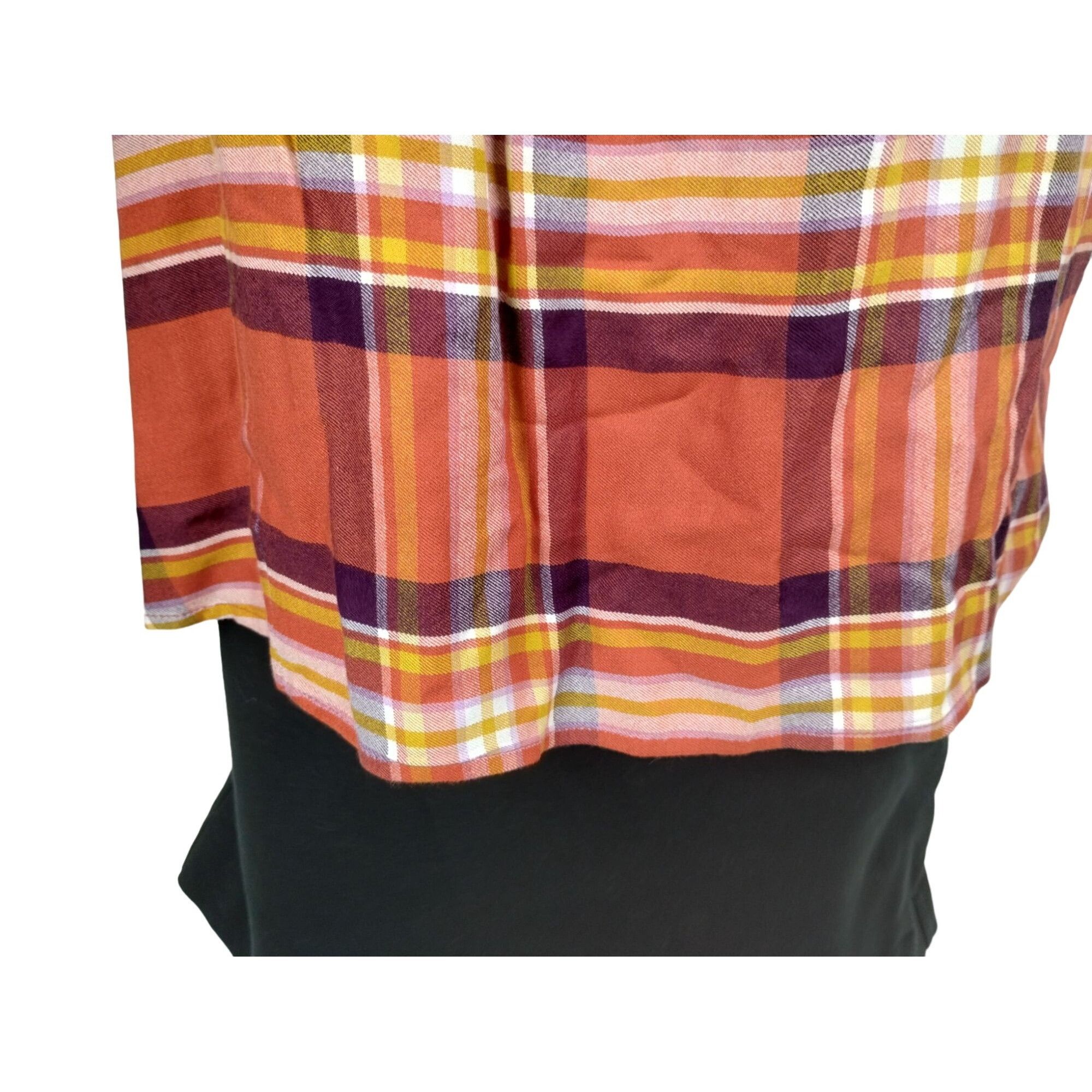 Other Time and Tru Womens XXL Orange and Yellow Plaid Ruffle Sleev Size XXL / US 16-18 / IT 52-54 - 10 Thumbnail