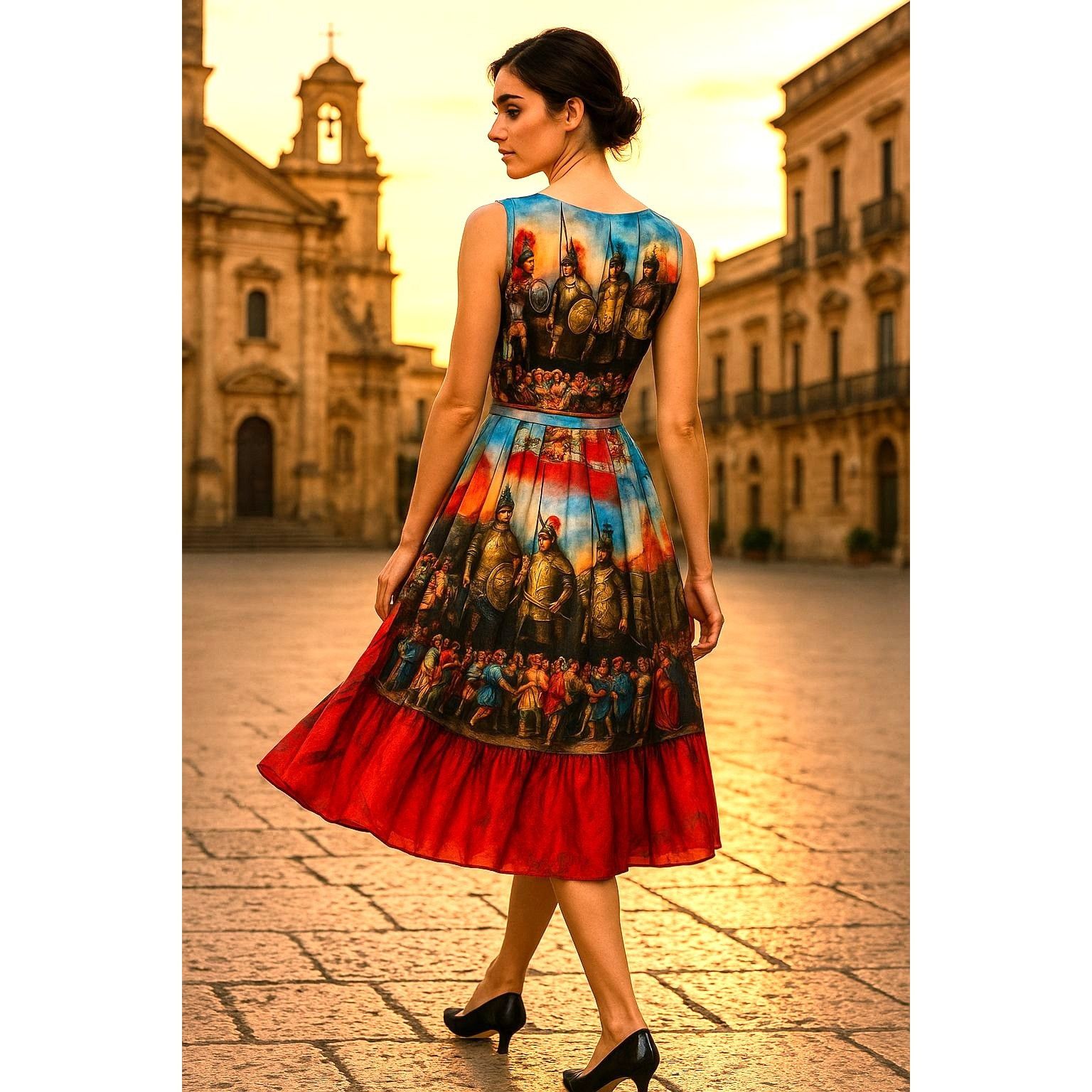 Other CCC Silk Cotton Medium Knights Scene Print Fit And Flare Mid Size M / US 6-8 / IT 42-44 - 4 Thumbnail