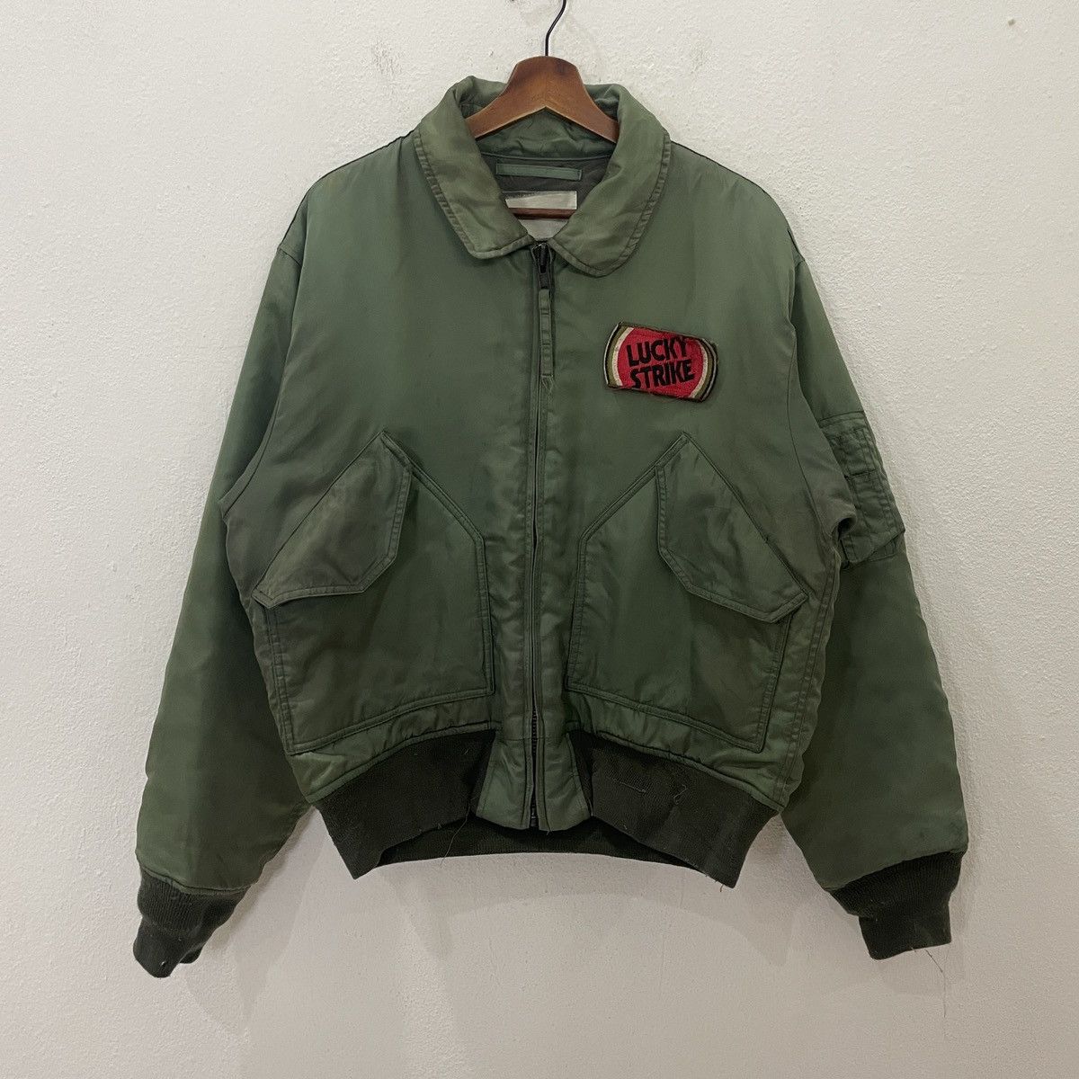 image of Racing Vintage Lucky Strike Bomber Jacket in Green, Men's (Size XL)