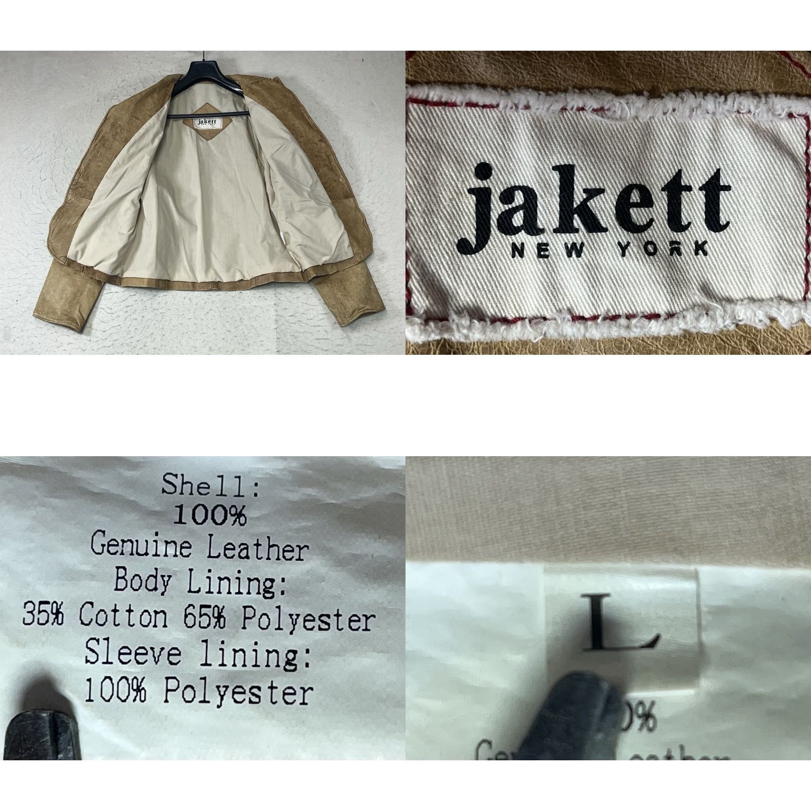 Vintage Vtg Jakett New York Leather Jacket Women's L Tan Biker Lined One Button Blazer Style Size L / US 10 / IT 46 - 8 Thumbnail