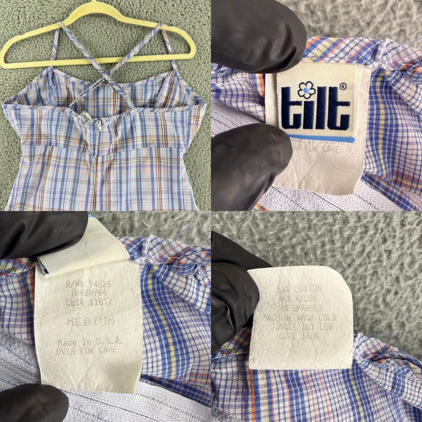 Vintage VINTAGE Tilt Plaid Mini Dress Women M Blue Empire Waist Criss Cross Straps Dress Size M / US 6-8 / IT 42-44 - 8 Thumbnail