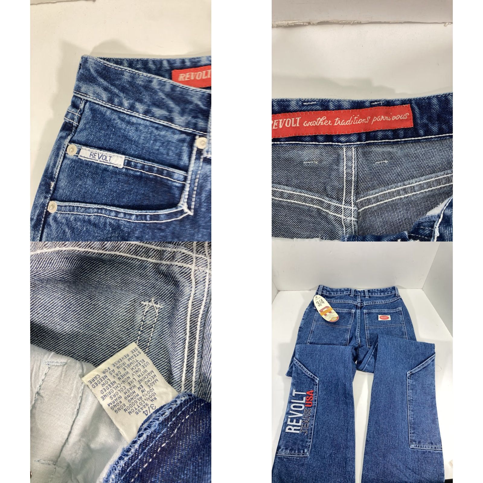 Denime VINTAGE Revolt Jeans Women 26x30 Blue Denim 100% Cotton Bootcut Flair Fit NWT NOS Size 26" / US 2 / IT 38 - 8 Thumbnail