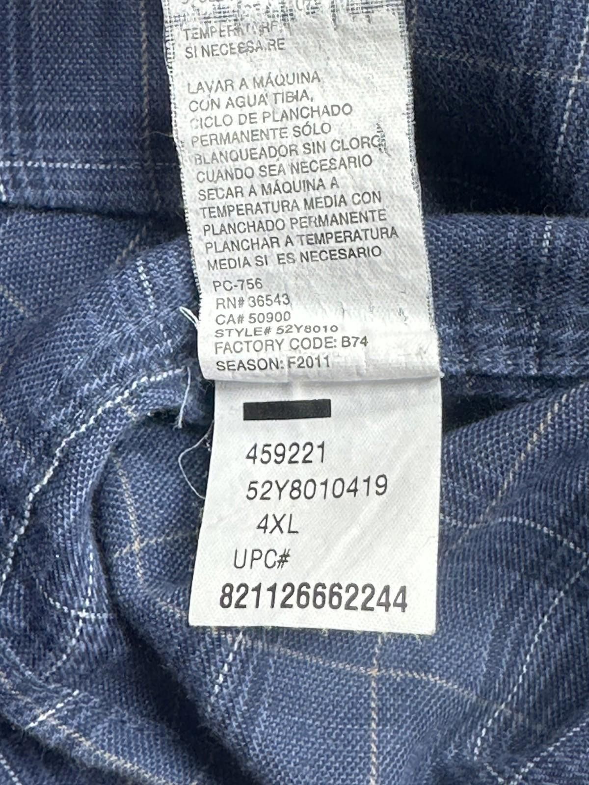 Arrow Arrow 4TG/4XG/21-21.5 Blue Check Button Down Oxford Size 54R - 4 Thumbnail