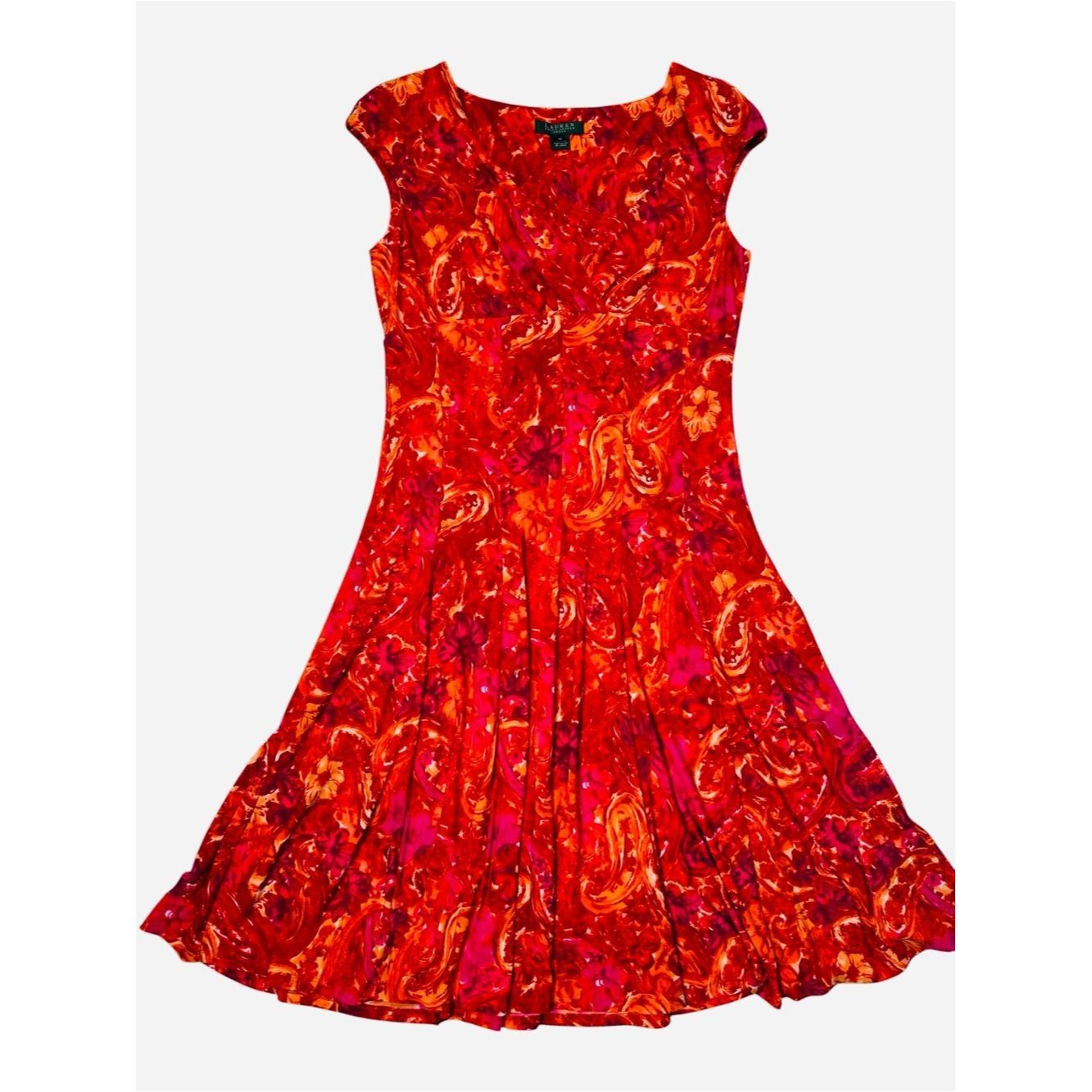 Ralph Lauren Ralph Lauren Red Paisley Fit-and-Flare Midi Dress Size 12 Size XL / US 12-14 / IT 48-50 - 3 Thumbnail