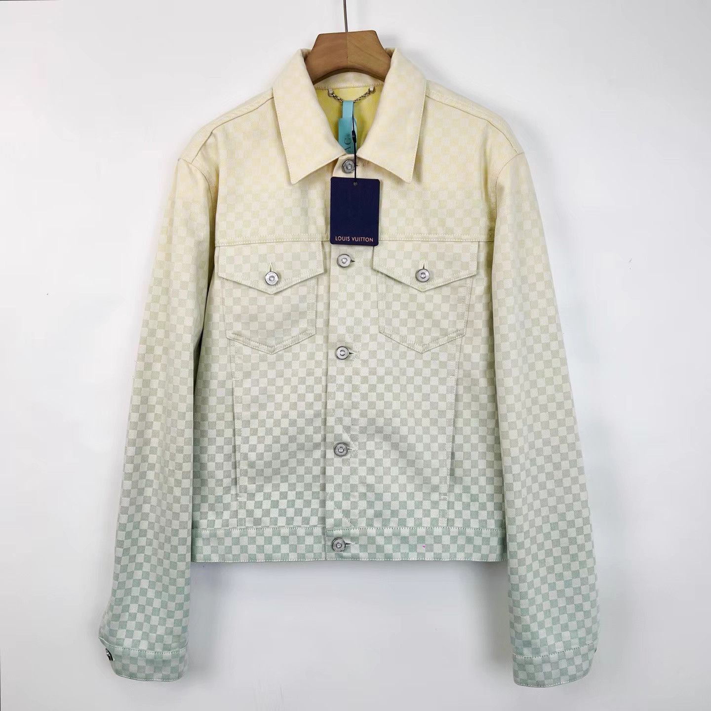 Louis Vuitton Green Checkered Denim Jacket Size M Size US M / EU 48-50 / 2 - 1 Thumbnail