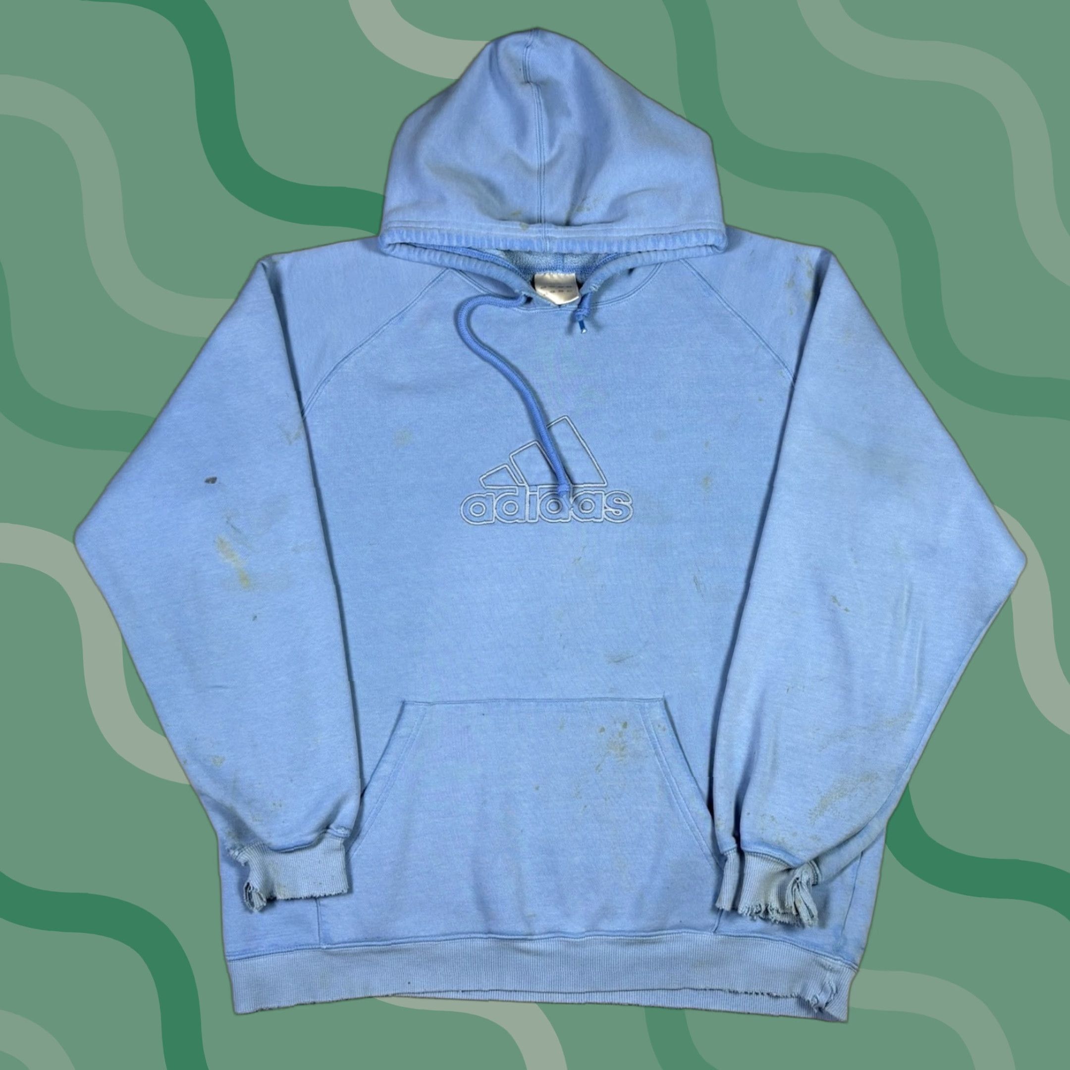 Adidas VINTAGE Adidas Embroidered Logo Hoodie Pullover Blue XL Men's 90s Sport Classic Graphic Print Hooded Pockets All Seasons Size US XL / EU 56 / 4 - 1 Thumbnail