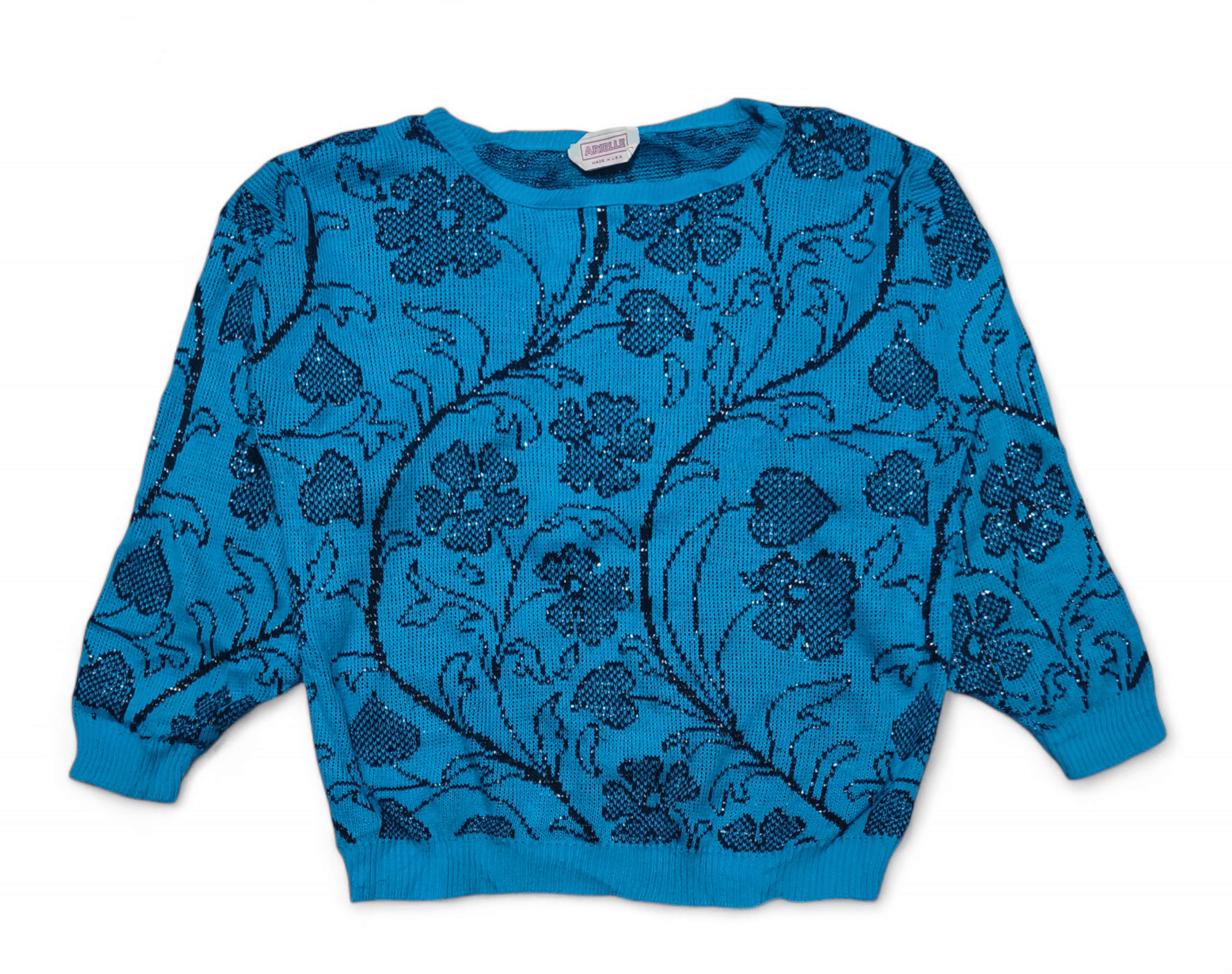 Vintage Vintage 70s ARIELLE Women's Floral Motifs Knit Sweater Size S / US 4 / IT 40 - 2 Thumbnail