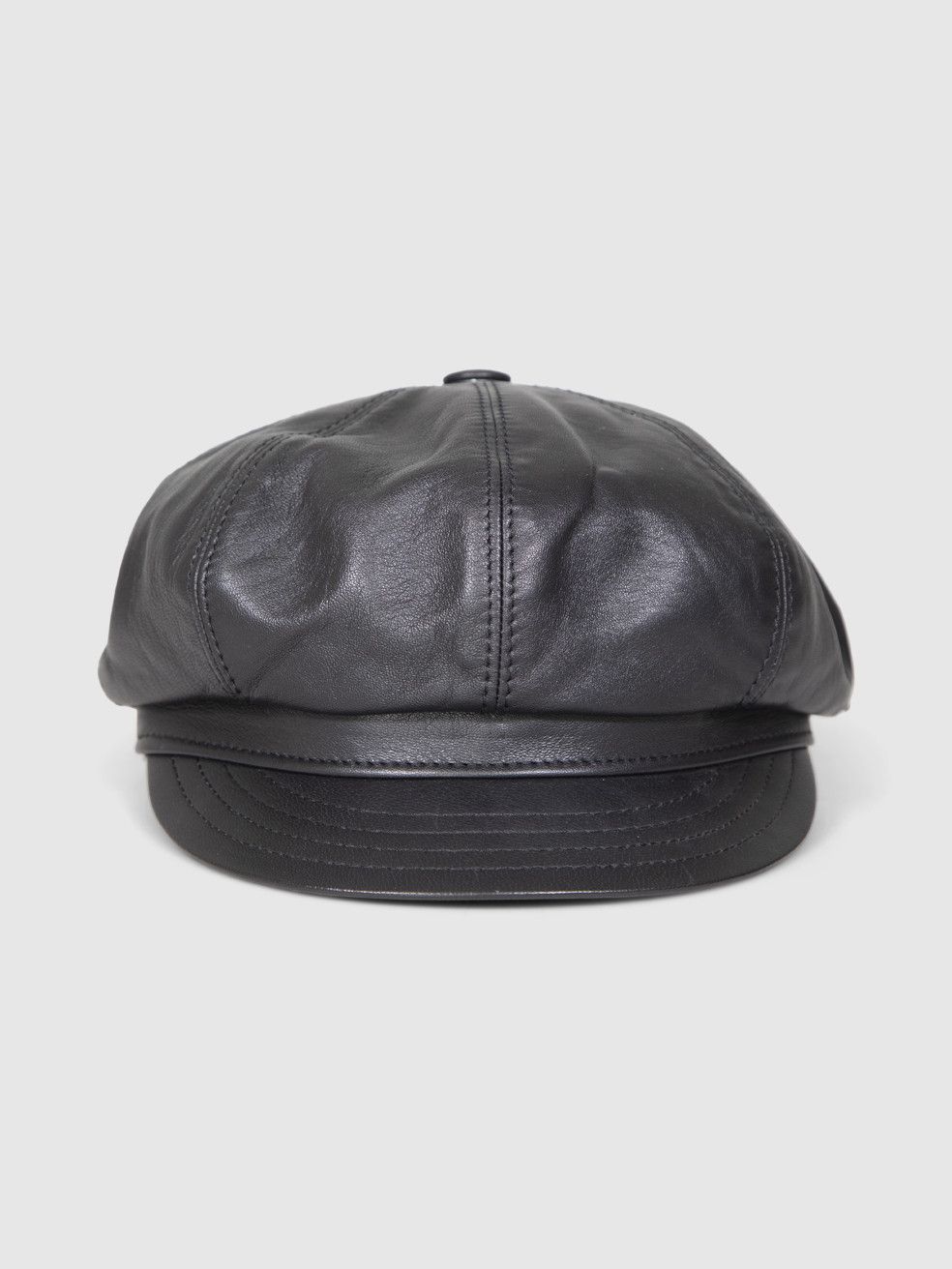 Borsalino Black Leather Baker Hat Size ONE SIZE - 1 Thumbnail