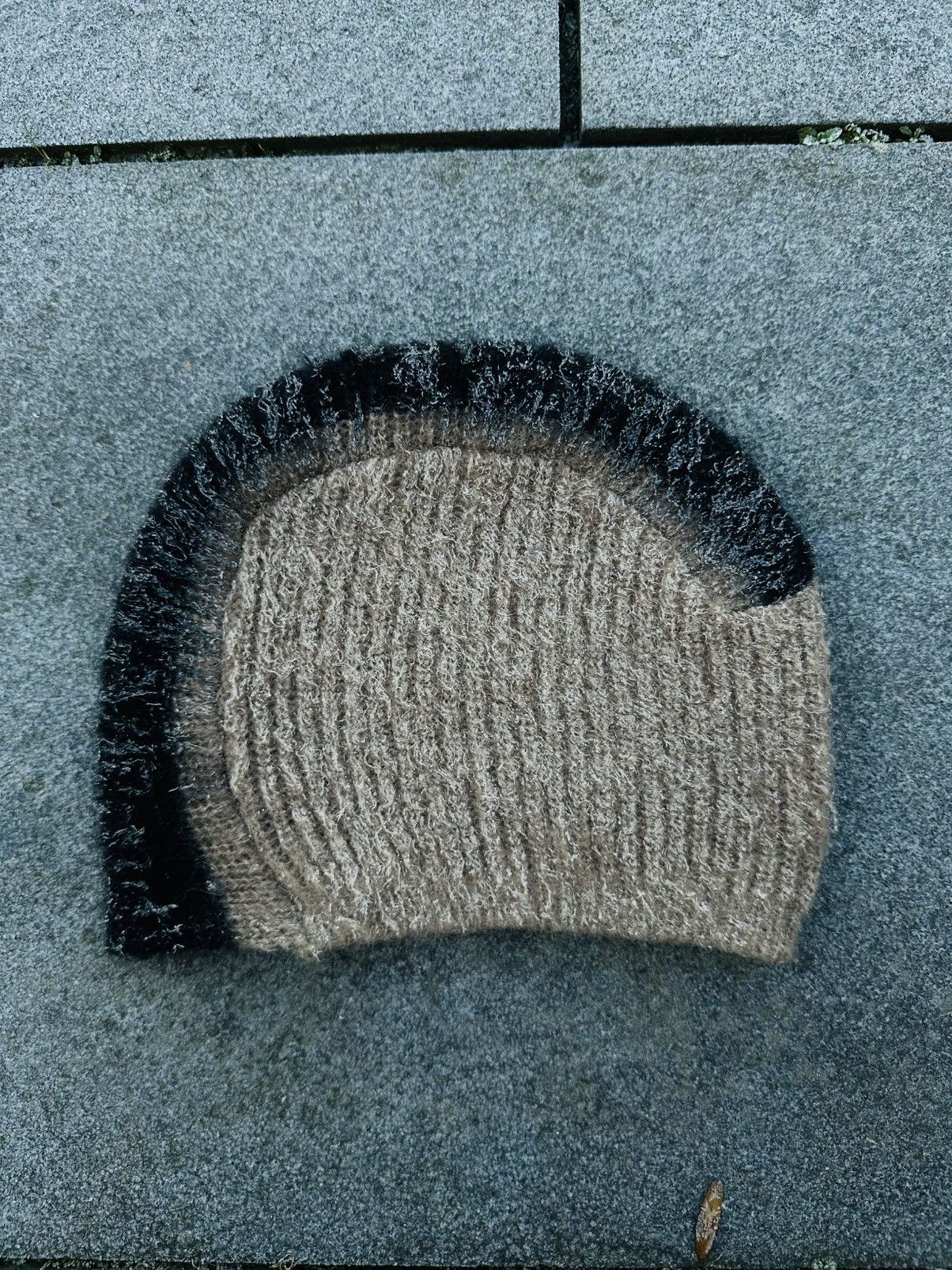 Prada AW07 Mohawk Mohair Beanie in Sand/Beige/Black