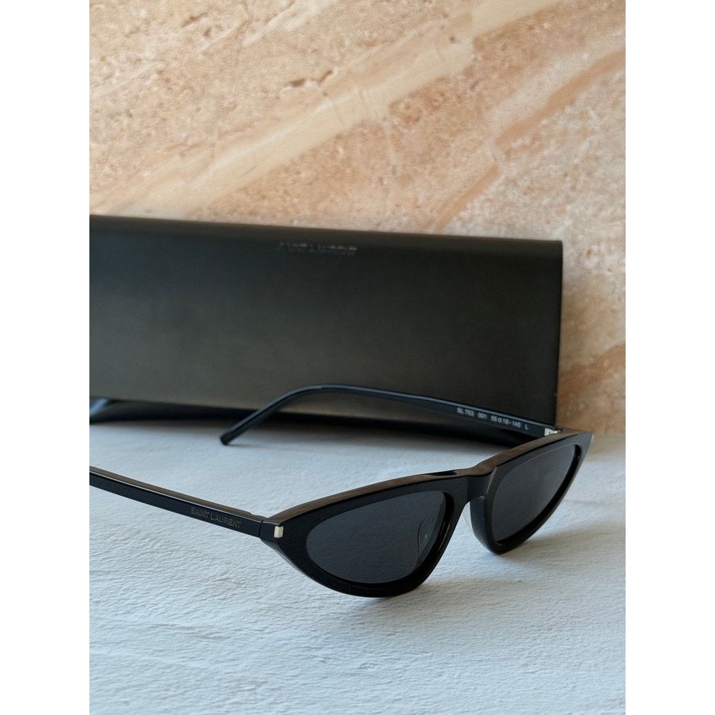 Saint Laurent Paris NEW Saint Laurent SL703 Black Slim Cat Eye Sunglasses Size ONE SIZE - 5 Thumbnail