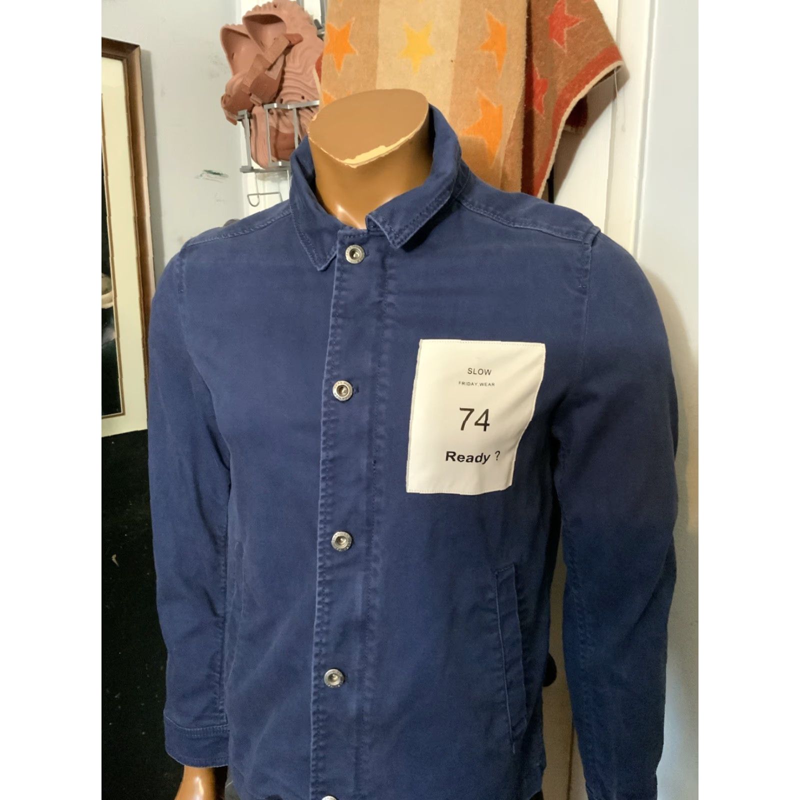 Zara VINTAGE Zara Man Slow Wear 74 Ready Navy Blue Workwear Collared Overshirt Jacket Sz S Men Blue Collared Workwear Jacket Mens Size US S / EU 44-46 / 1 - 8 Thumbnail