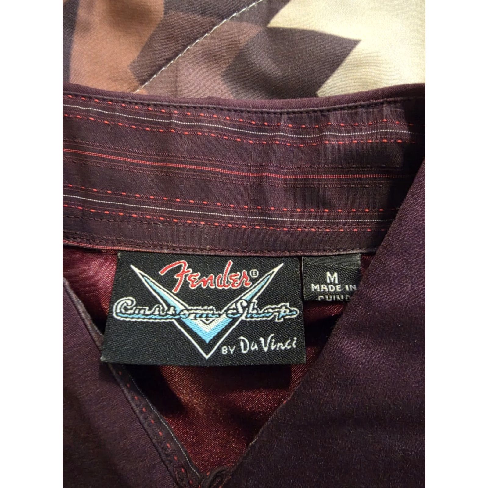 Fender Fender Button-Up Shirt Rockabilly Maroon Long Sleeve Men's M Rock Music Casual Party/Cocktail Travel Quality All Seasons Breathable Easy Care Size US M / EU 48-50 / 2 - 4 Thumbnail