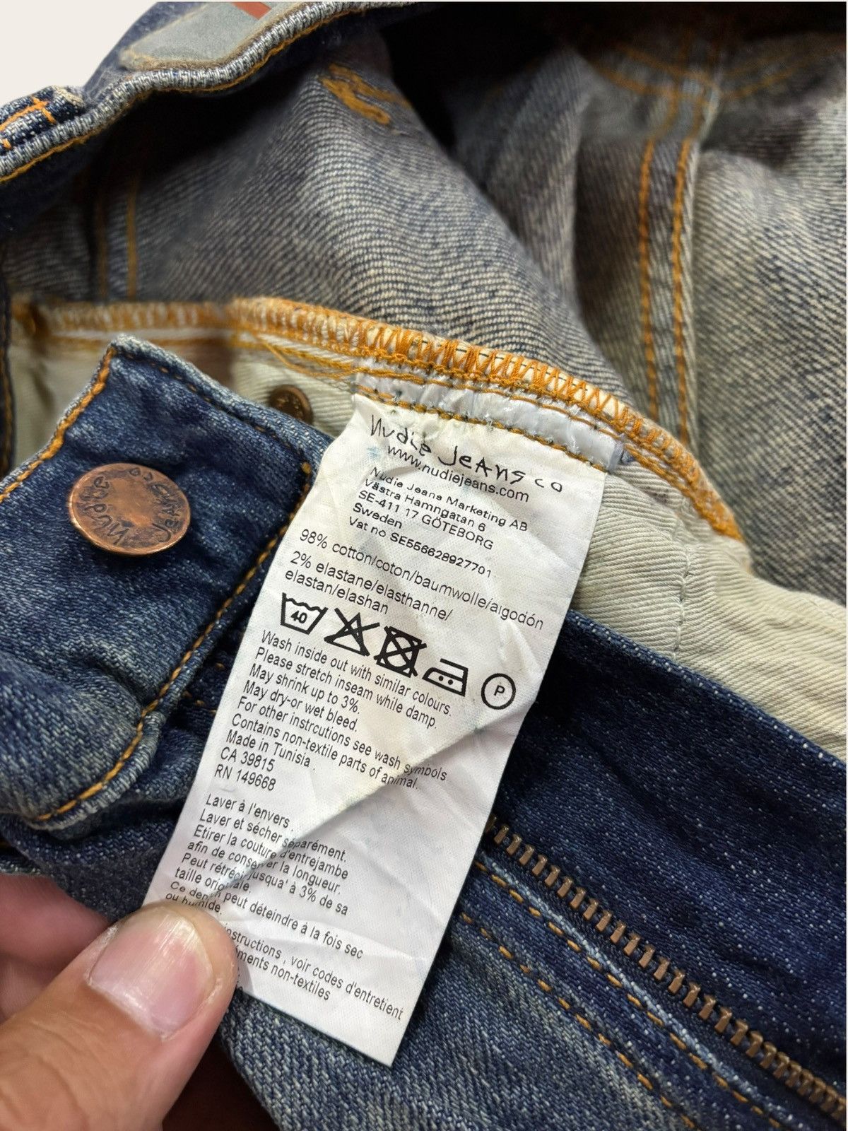 Nudie Jeans Y2k Nudie Crazy Yellow Wash Faded Distress Jeans Size US 29 - 10 Thumbnail