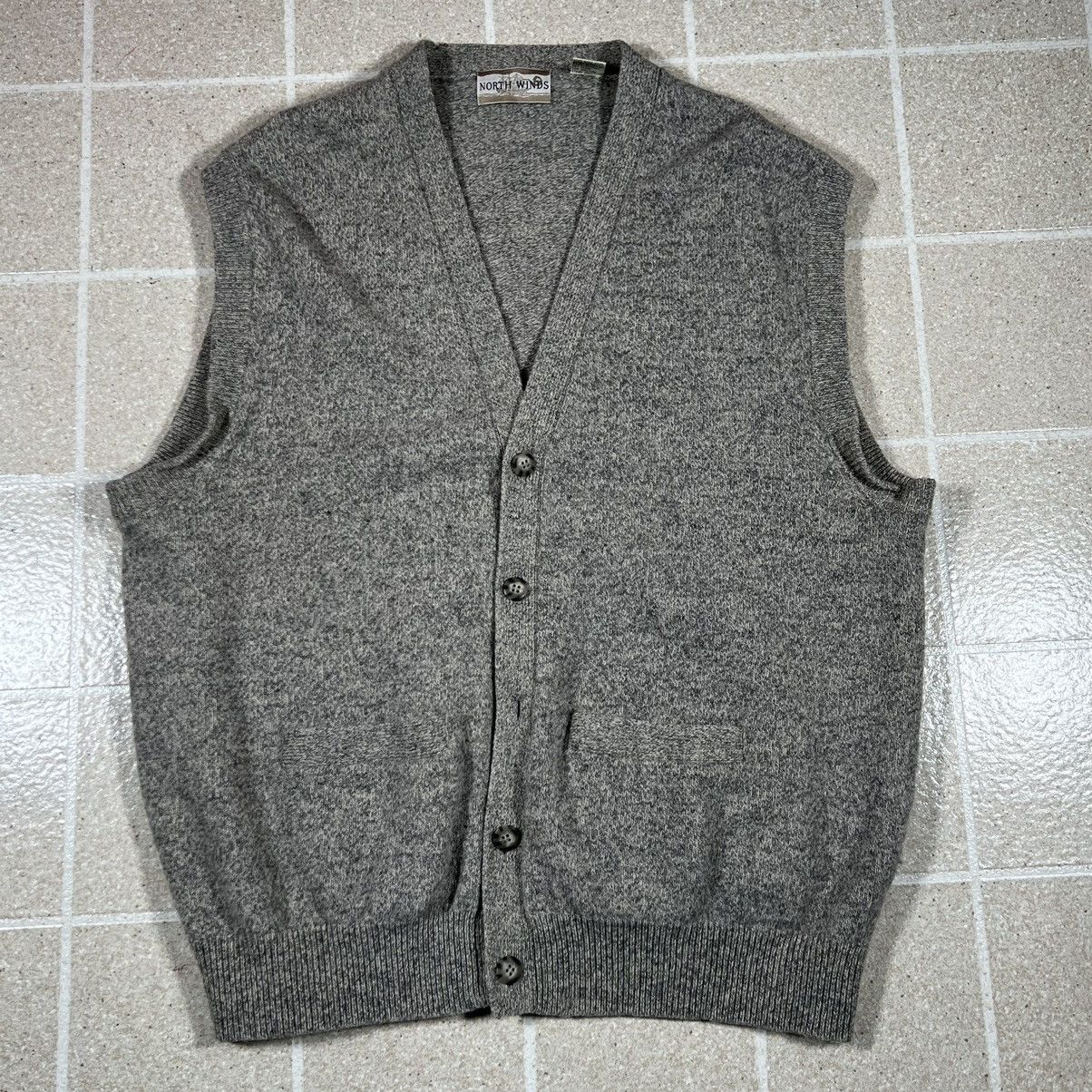 Vintage Vintage 90s North Winds Lambswool Knit Cardigan Vest Grey Size US XL / EU 56 / 4 - 1 Thumbnail