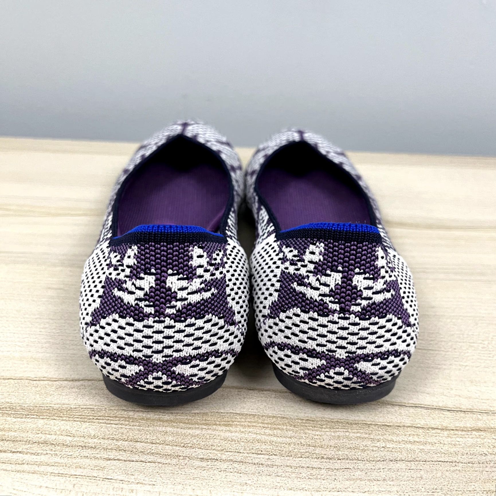 Vintage ROTHYS Ballet Flat Women 8.5 Wisteria Purple White Round Toe Slip On Career Casual Workwear Size US 5 / IT 35 - 7 Thumbnail