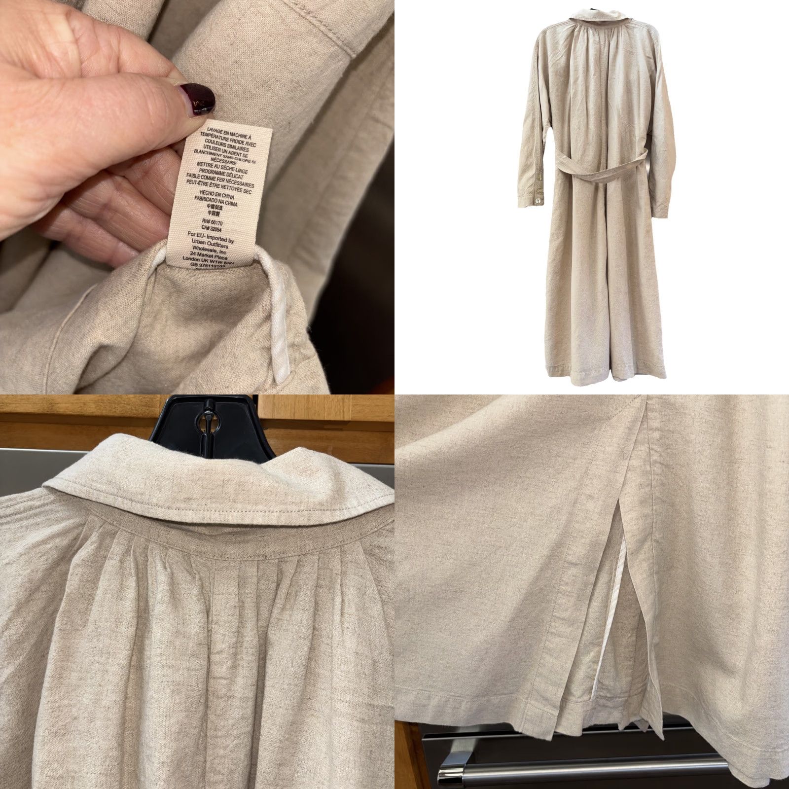 Free People VINTAGE Free People Meet Me In Montauk Linen Duster Sand S Button Up Belt Pockets Tan Size ONE SIZE - 8 Thumbnail