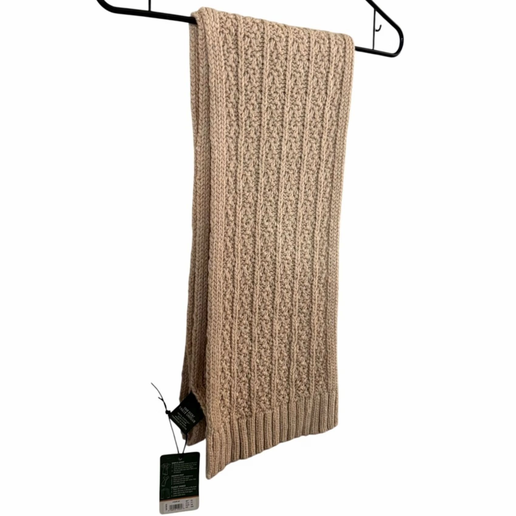 Eddie Bauer VINTAGE Eddie Bauer Cable Knit Scarf Khaki/Tan Women's O/S Chunky Soft Warm Winter NEW Size ONE SIZE - 4 Thumbnail