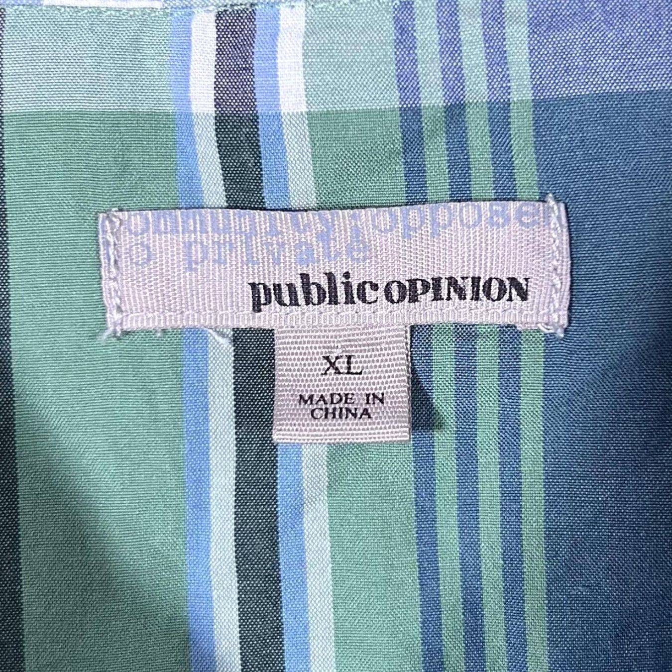 Vintage Public Opinion Cowboy Western Blue Green Plaid Check Long Sleeve Popper Shirt XL Men Regular 100% Cotton Button-Up Men’s Western Shirt Size US L / EU 52-54 / 3 - 4 Thumbnail