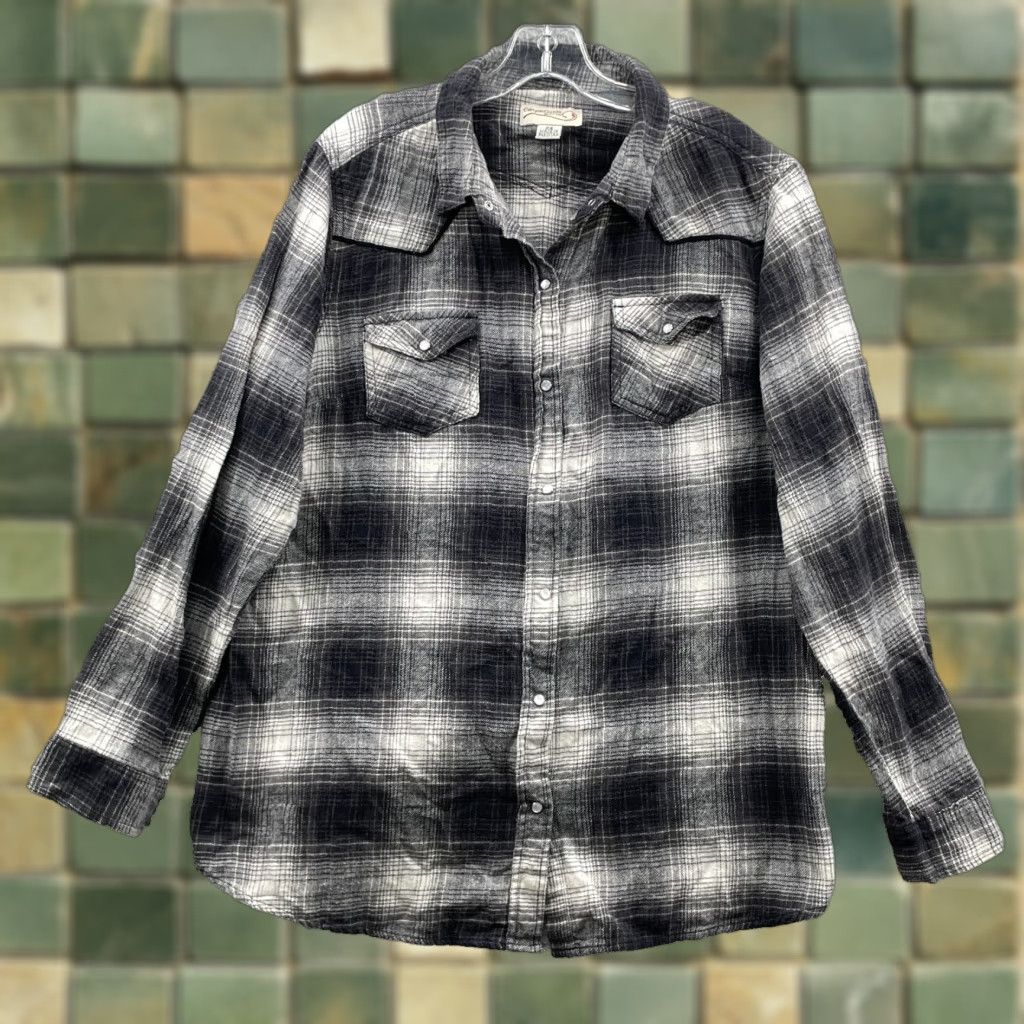 Vintage Canyon Guide Button-Up Shirt Women 2X Plaid Flannel Casual Western Workwear Y2k Cowboy Rodeo Black 2X Womens Size XXL / US 16-18 / IT 52-54 - 1 Thumbnail