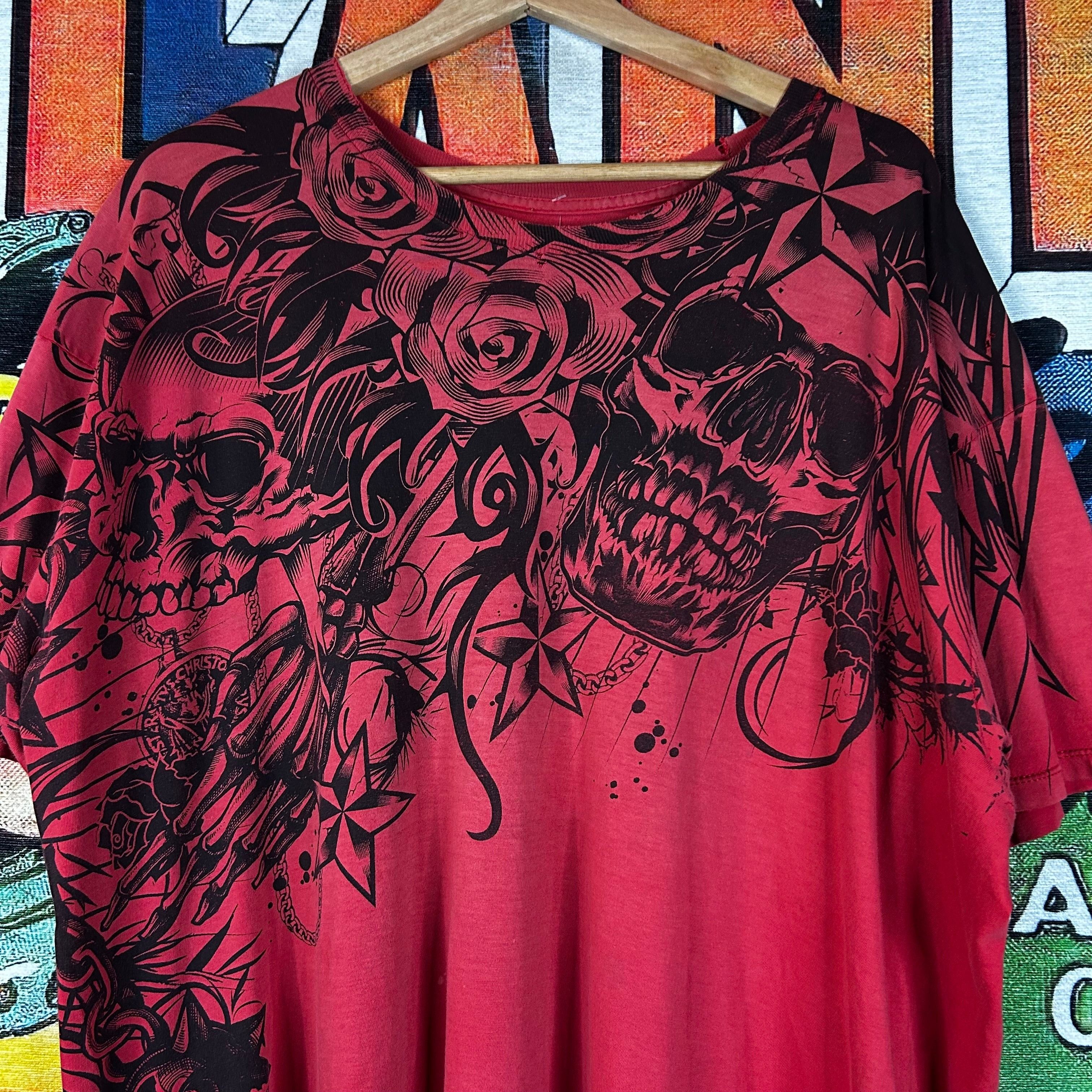 Vintage Vintage Y2K Nobo Grunge Skull and Roses Mallgoth Tee 2XL Size US XXL / EU 58 / 5 - 4 Thumbnail