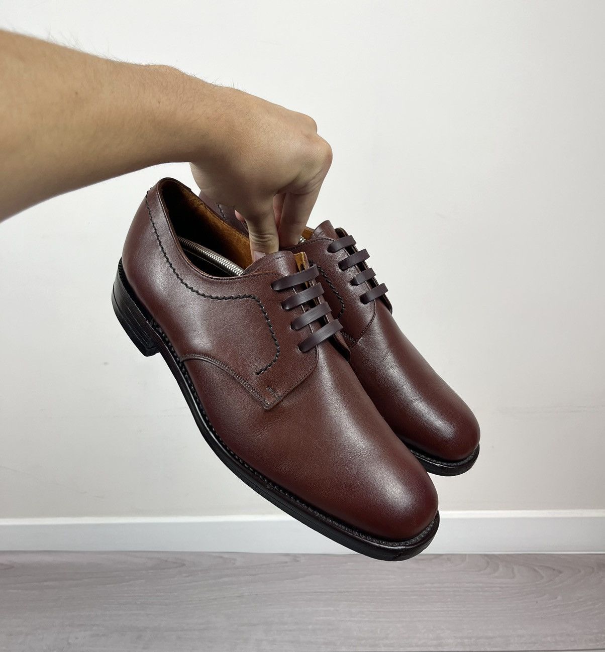 Loake Loake England Vintage Brown Leather Derby Shoes Boots Size US 12 / EU 45 - 7 Thumbnail