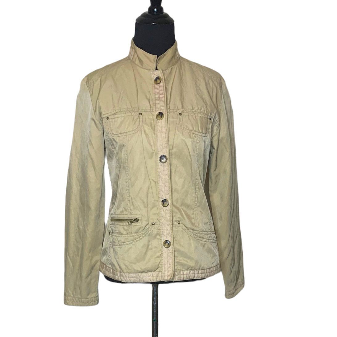 Chicos Chico's beige long sleeves buttoned summer jacket size small Size S / US 4 / IT 40 - 1 Thumbnail