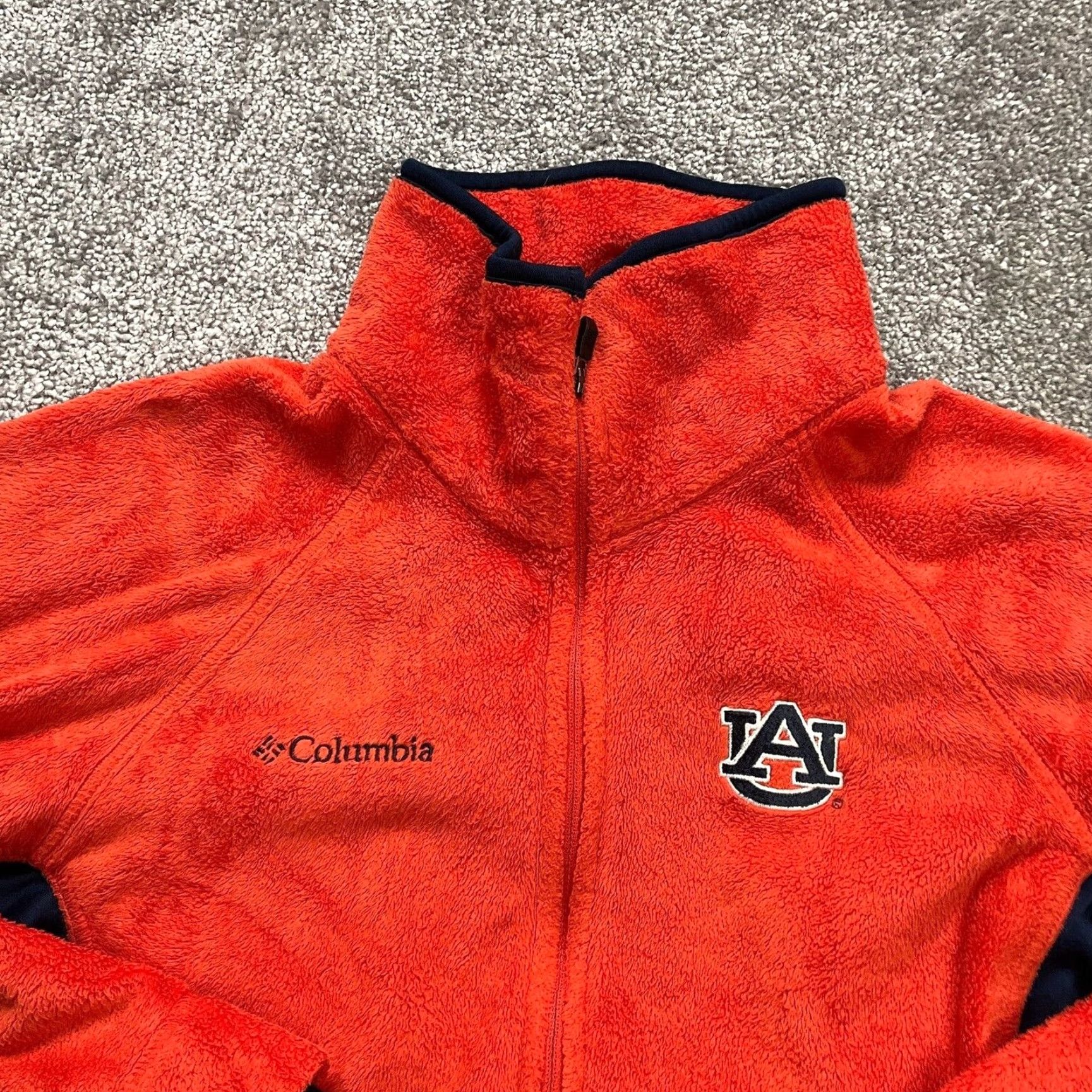 Vintage Columbia Fleece Jacket Women S Orange Blue Auburn University Full Zip Pocket Jacket Size S / US 4 / IT 40 - 3 Thumbnail