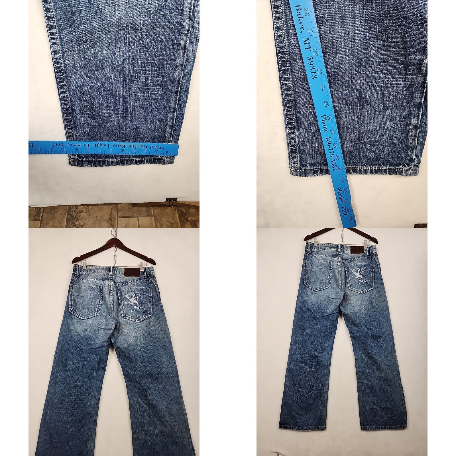 Vintage King of Prides Jeans Boot Cut 33x30 Vintage Regular Rise Washed Blue 100% Cotton Men’s Size US 33 - 8 Thumbnail