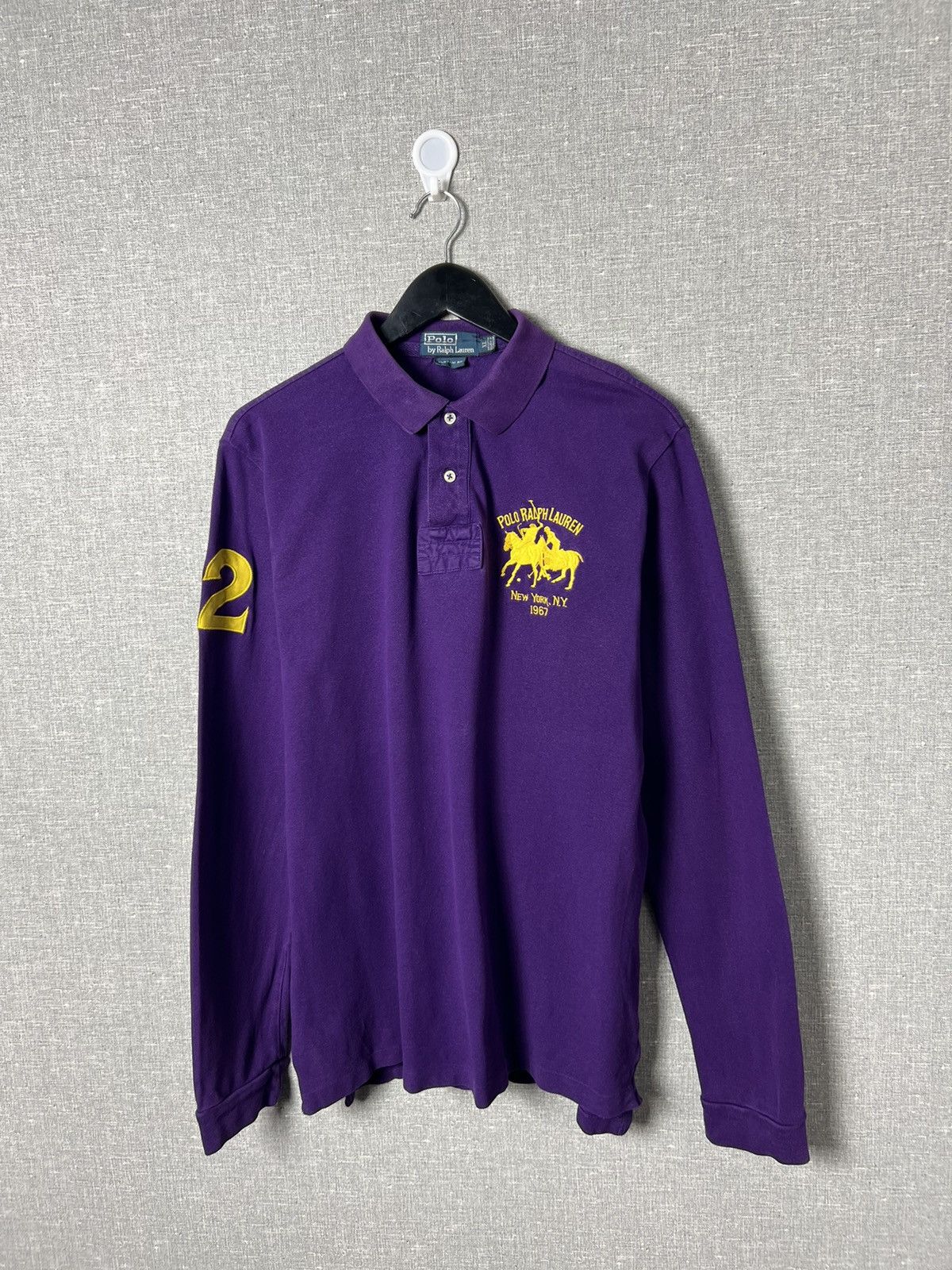 Polo Ralph Lauren Vintage Polo Ralph Lauren New York Purple Polo Long Sleeve Size US XL / EU 56 / 4 - 1 Thumbnail