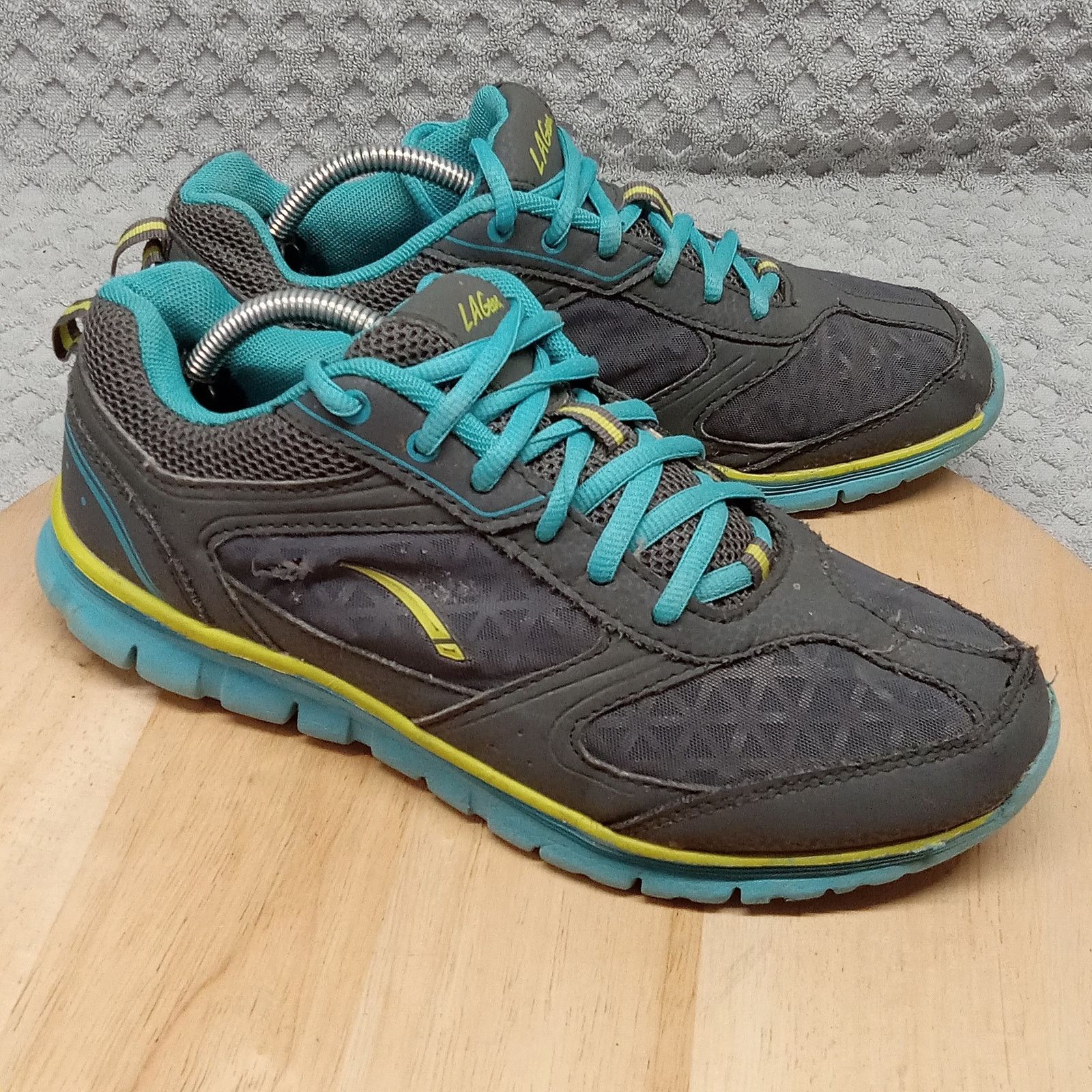 La Gear LA Gear Sneakers 8 Leather Uppers Shannon Blue Neon Yellow Size US 8 / IT 38 - 1 Thumbnail