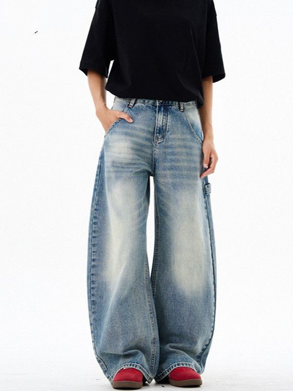 Japanese Brand American men's retro washed loose gradient curved jeans Size US 32 / EU 48 - 2 Thumbnail