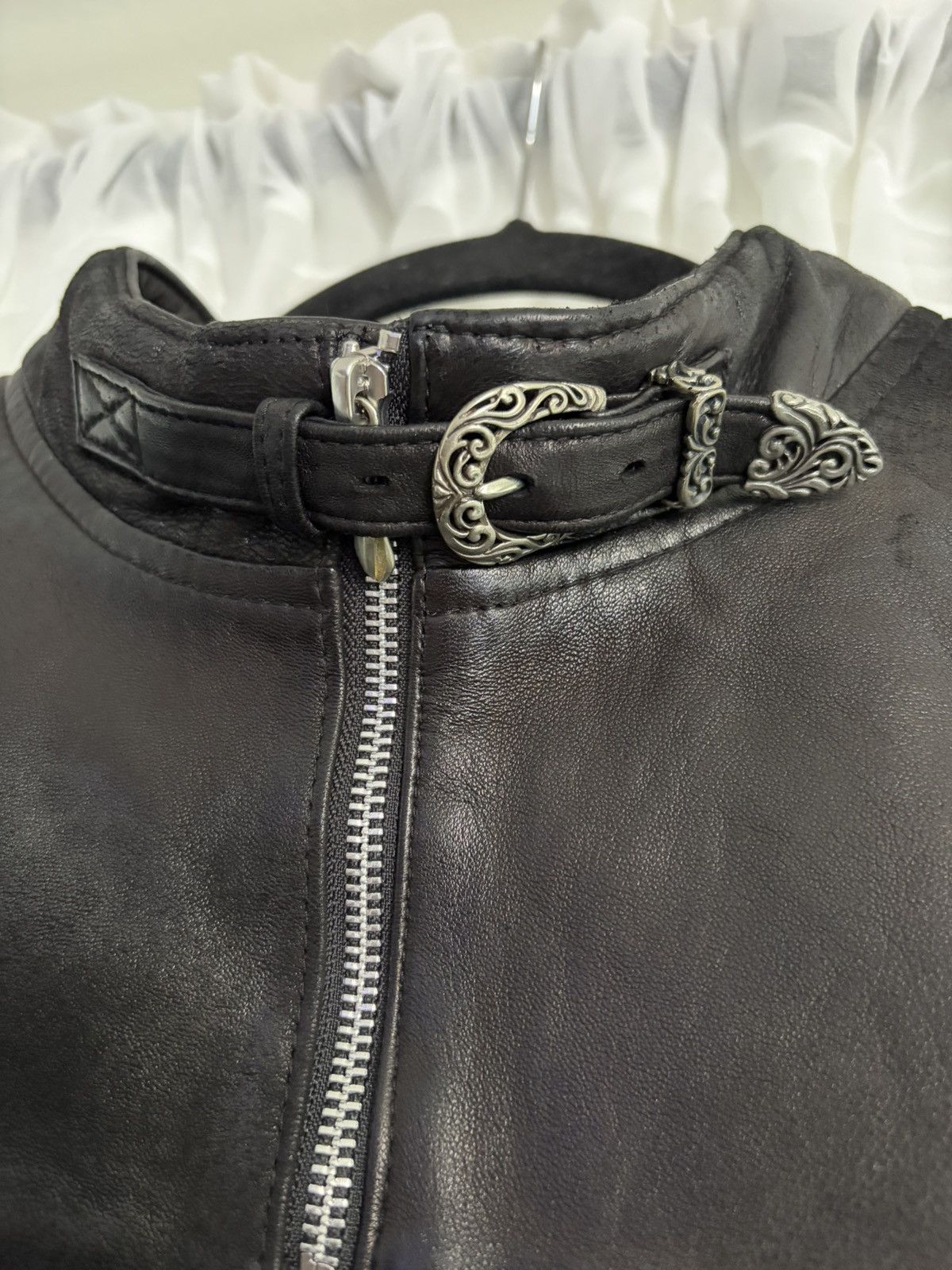 14th Addiction 14th Addiction Black Leather Cross Zip Jacket Size US S / EU 44-46 / 1 - 4 Thumbnail