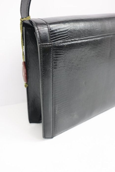 Yves Saint Laurent Yves Saint Laurent Black Y Logo Lizard Embossed Leather Size ONE SIZE - 5 Thumbnail