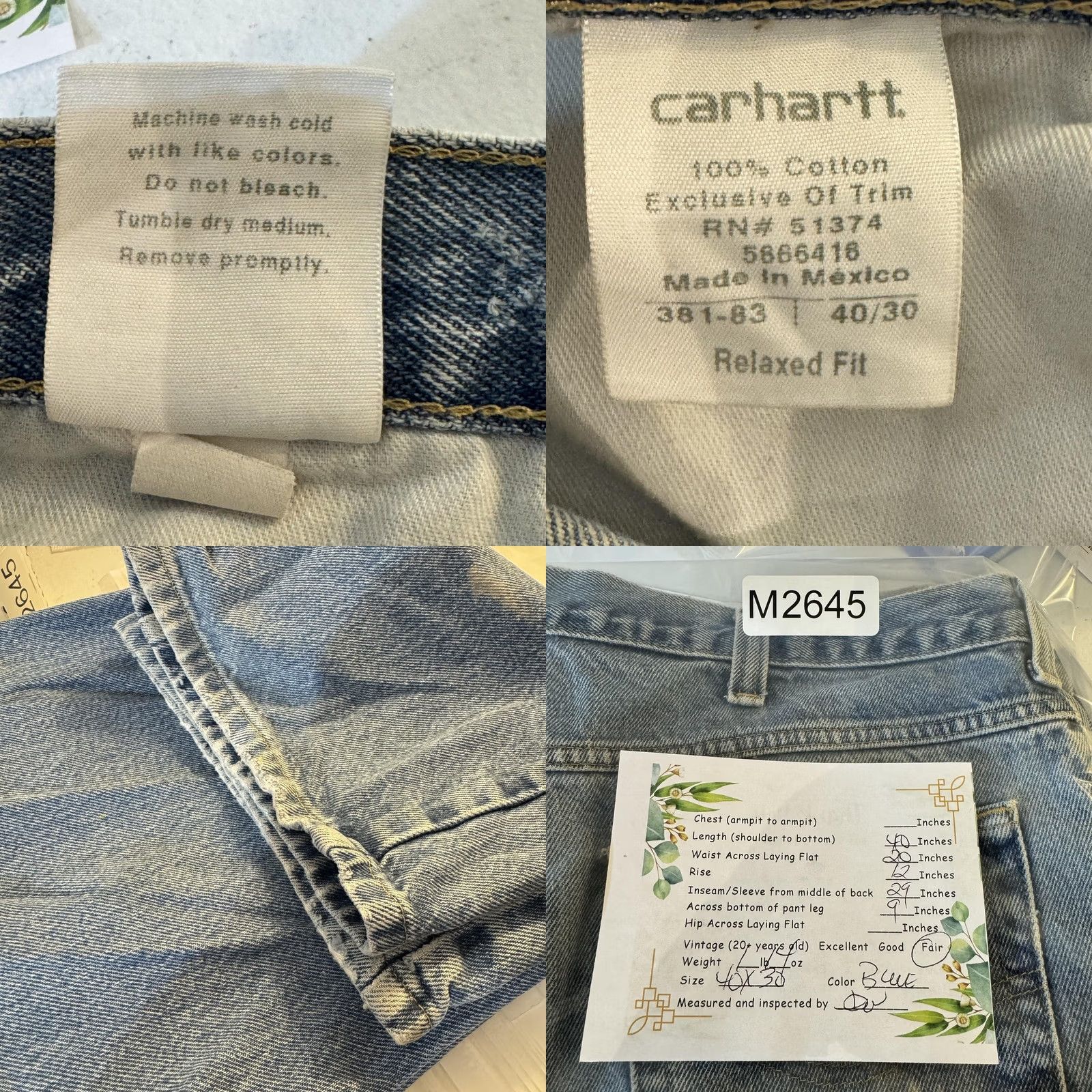Carhartt VINTAGE Carhartt Jeans Mens 40x30 Blue Relaxed Fit Work Jeans Denim Pants 40x30 Mens Jeans Blue Carhartt Workwear Denim USA 90s Mens Size US 40 / EU 56 - 8 Thumbnail