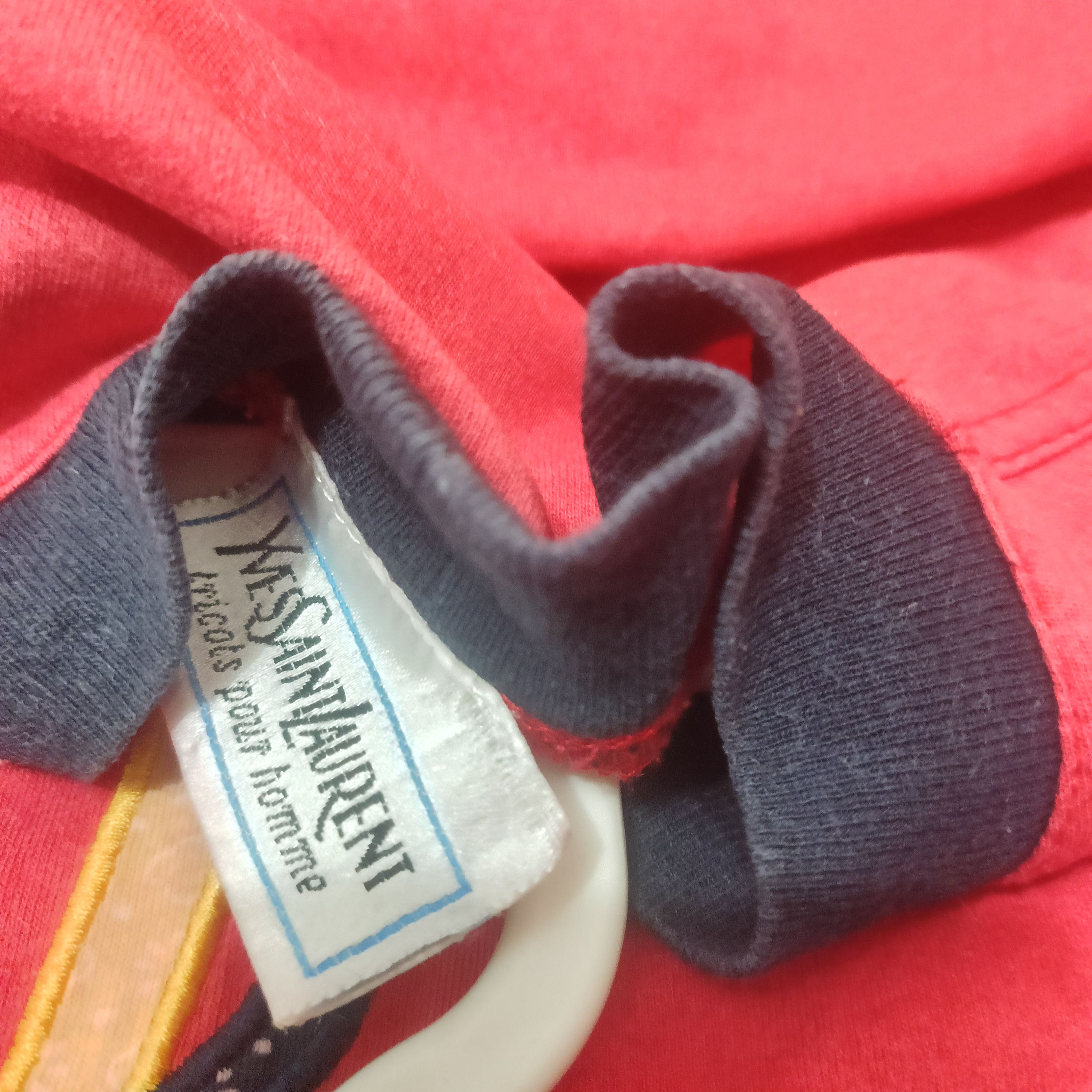 Vintage × Yves Saint Laurent Vtg Distressed Thrashed YSL big logo Bleach sleeve tricolour Size US L / EU 52-54 / 3 - 15 Thumbnail