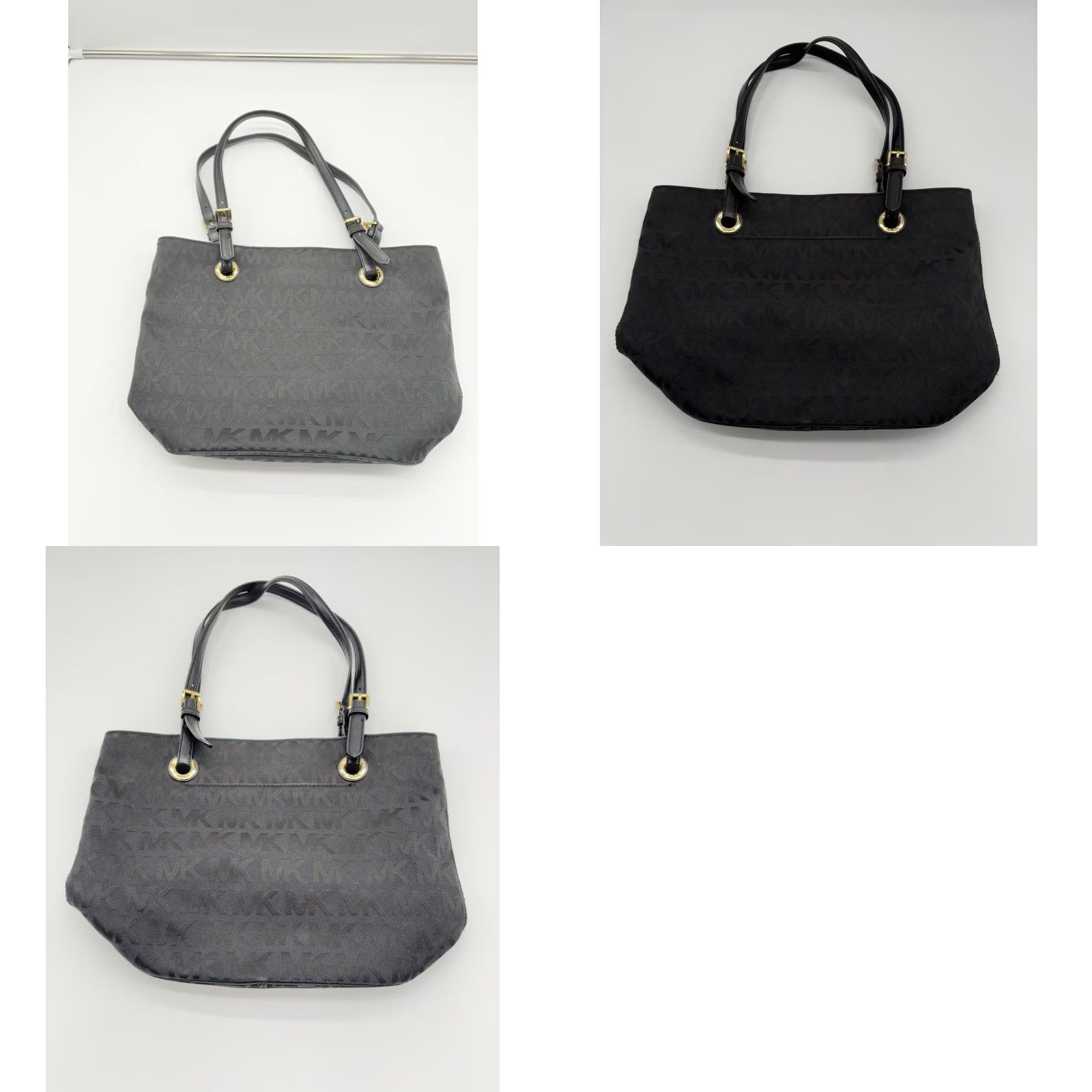 Michael Kors Michael Kors MK Signature Black Cloth Shoulder Bag Double Strap Ladies Medium Canvas Bag Dark Black Logo Pattern Size ONE SIZE - 10 Thumbnail