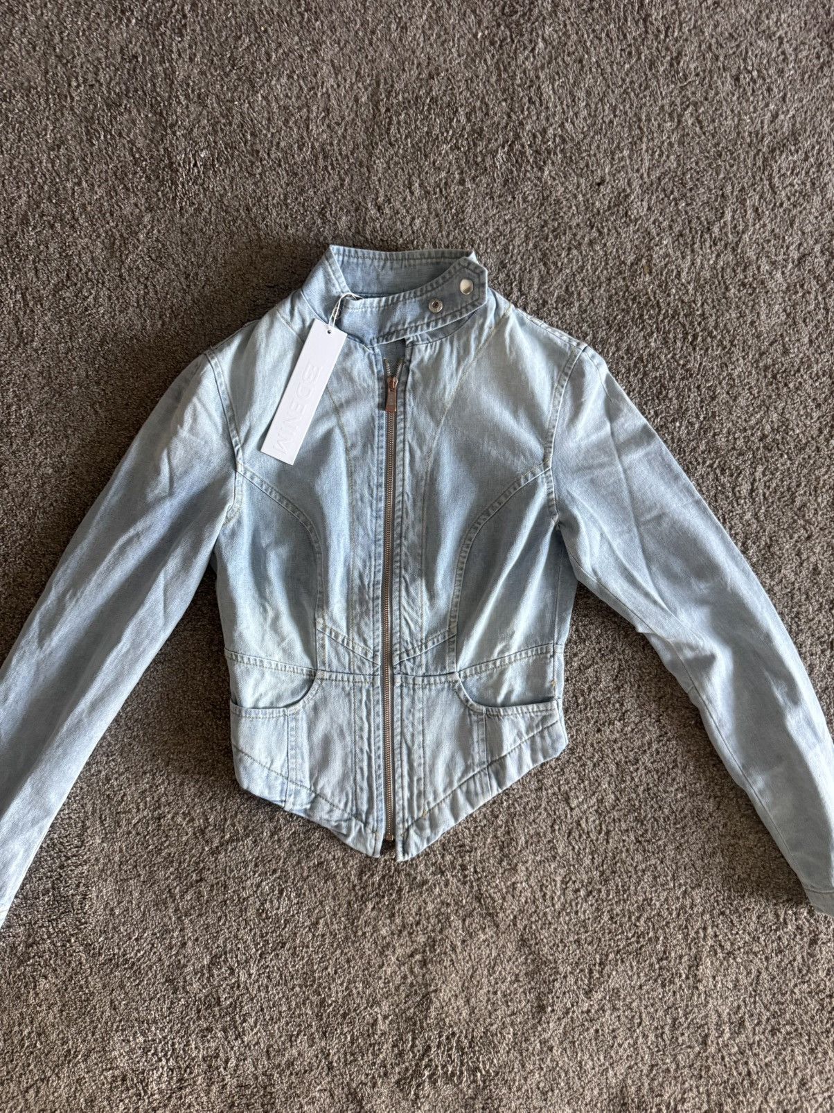 EB Denim EB Denim St. Crotix Asymmetric Corset Denim Jacket Size XS Size XS / US 0-2 / IT 36-38 - 4 Thumbnail