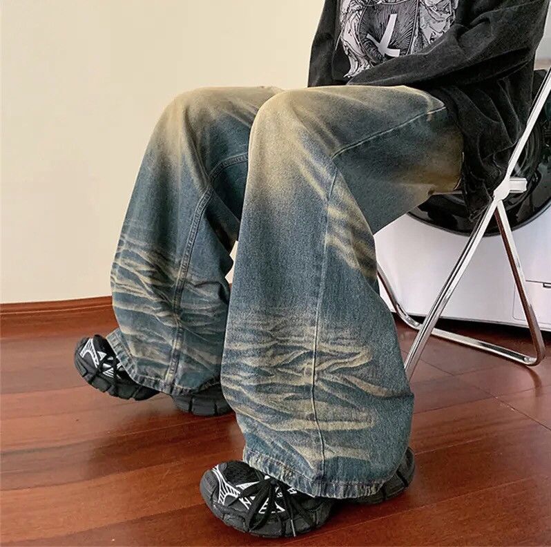 Japanese Brand × Jean Blue Tie-dye Wide-leg Baggy Jeans Size US 36 / EU 52 - 2 Thumbnail