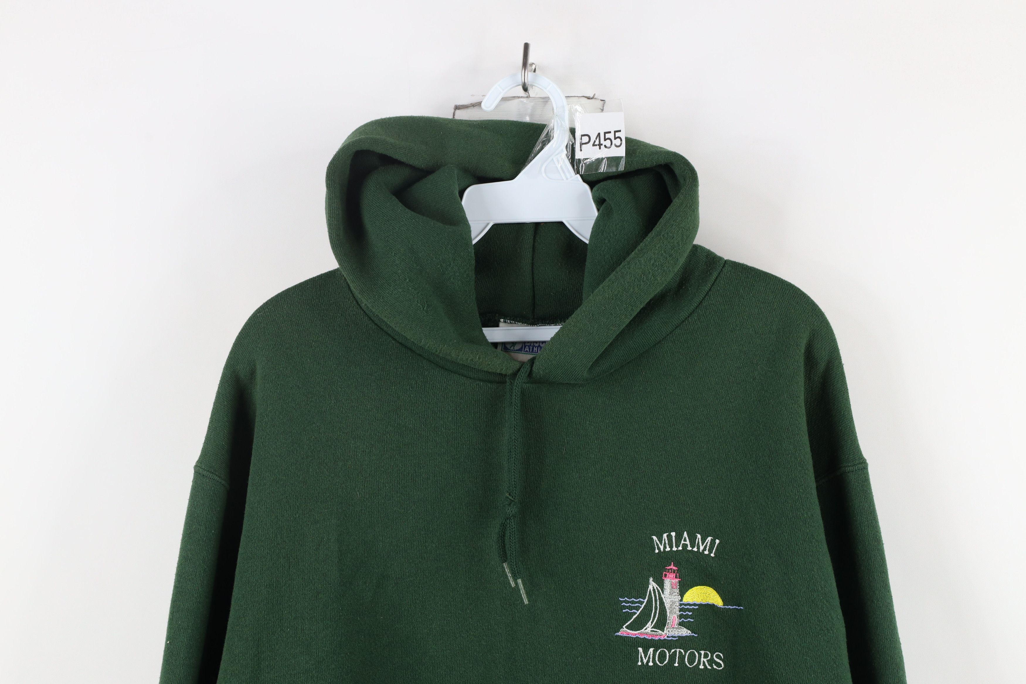 Vintage Vintage 90s Streetwear Out Miami Motors Hoodie Green USA Size US M / EU 48-50 / 2 - 2 Thumbnail