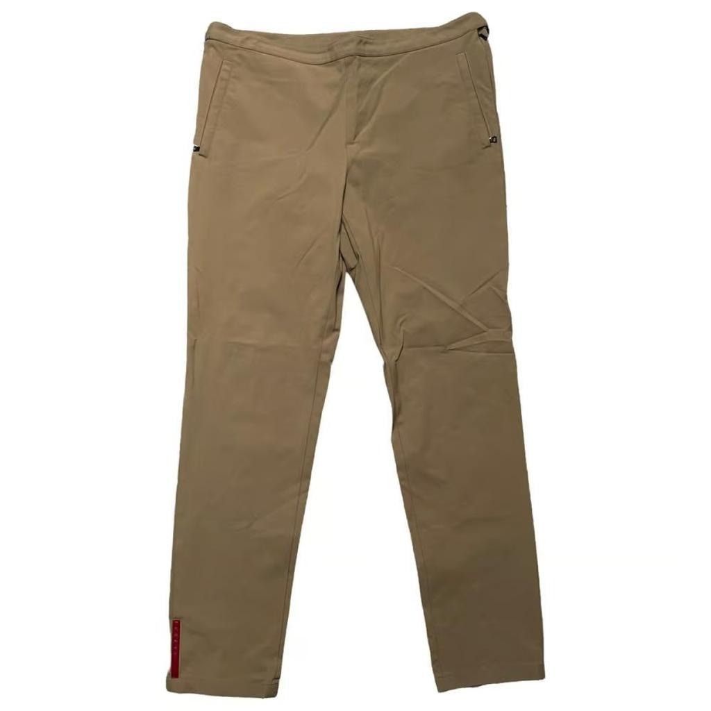 image of Prada Red Tab Pants Size It 48 in Beige, Women's