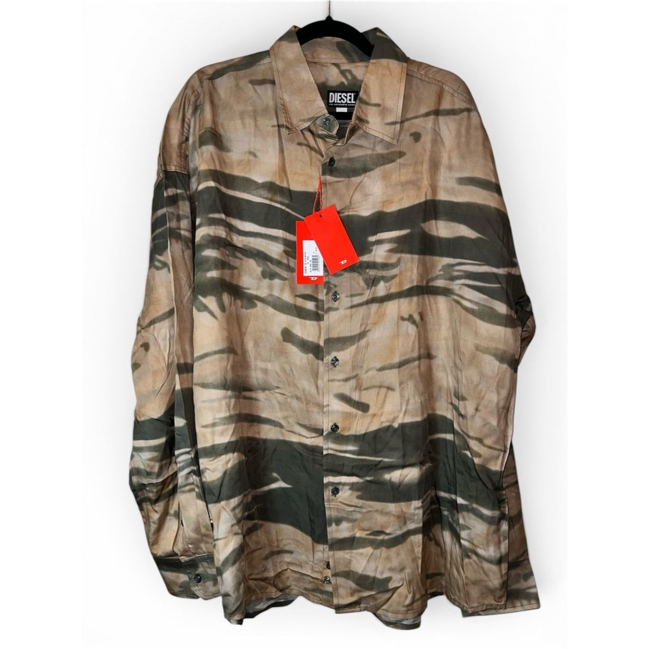 Diesel Diesel S-Fluid-CMF Oversized Lyocell Shirt XL Abstract Camo Size US XL / EU 56 / 4 - 5 Thumbnail