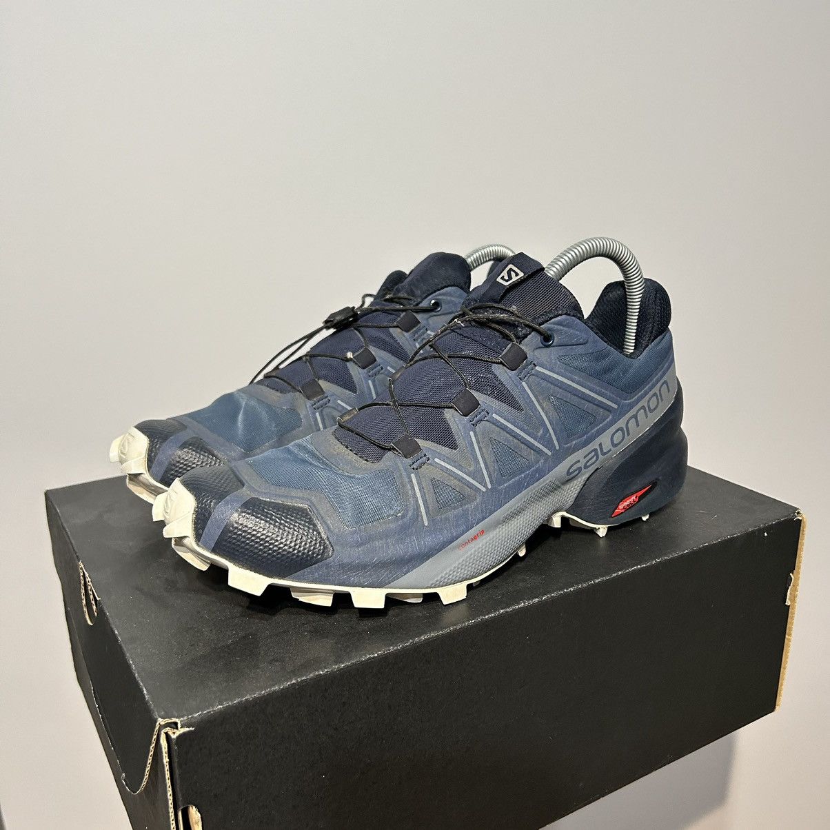 image of Salomon Trekking Mountain Shoes Speed Cross 5 Wide Sensifit in Navy, Men's (Size 9)